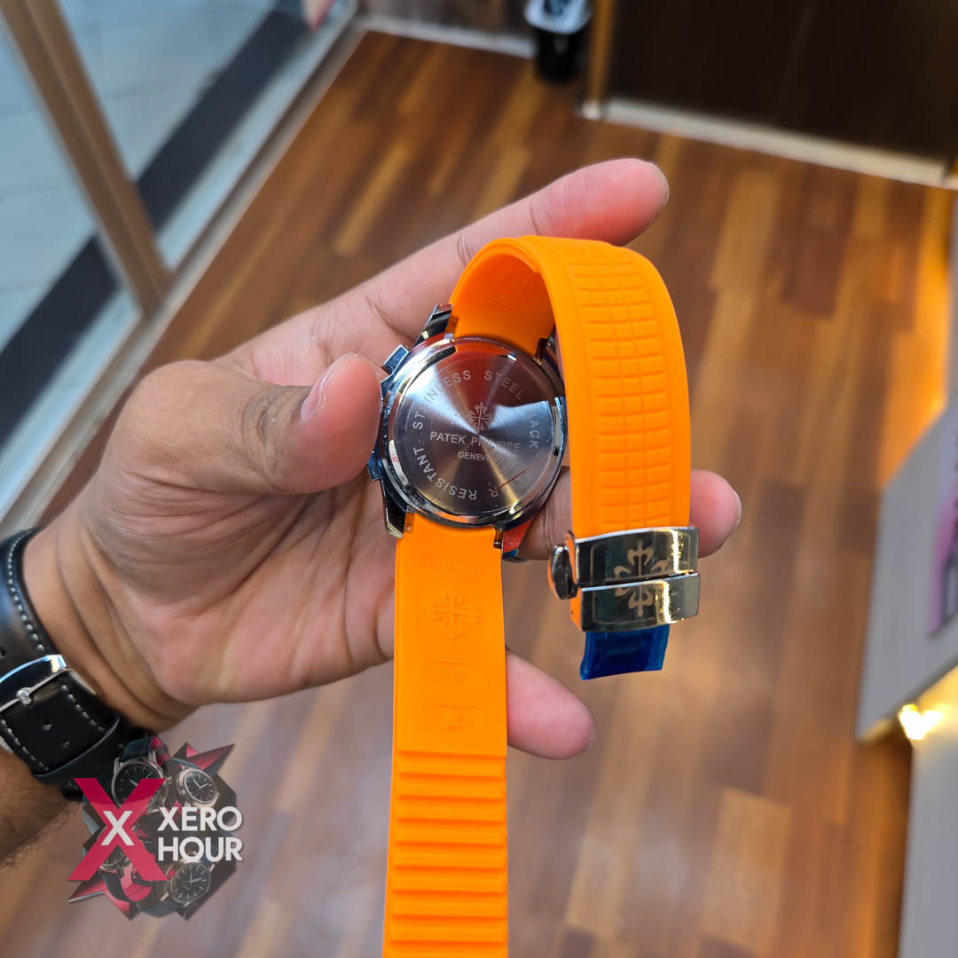 Patek philippe Aquanaut | Silicon Strap | AA Grade | Orange Strap_img_2