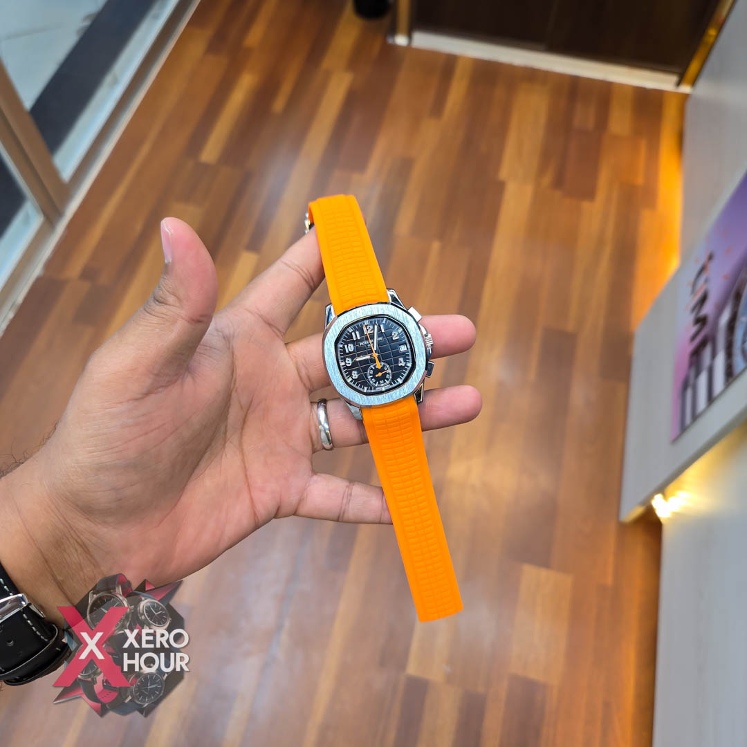 Patek philippe Aquanaut | Silicon Strap | AA Grade | Orange Strap_img_3