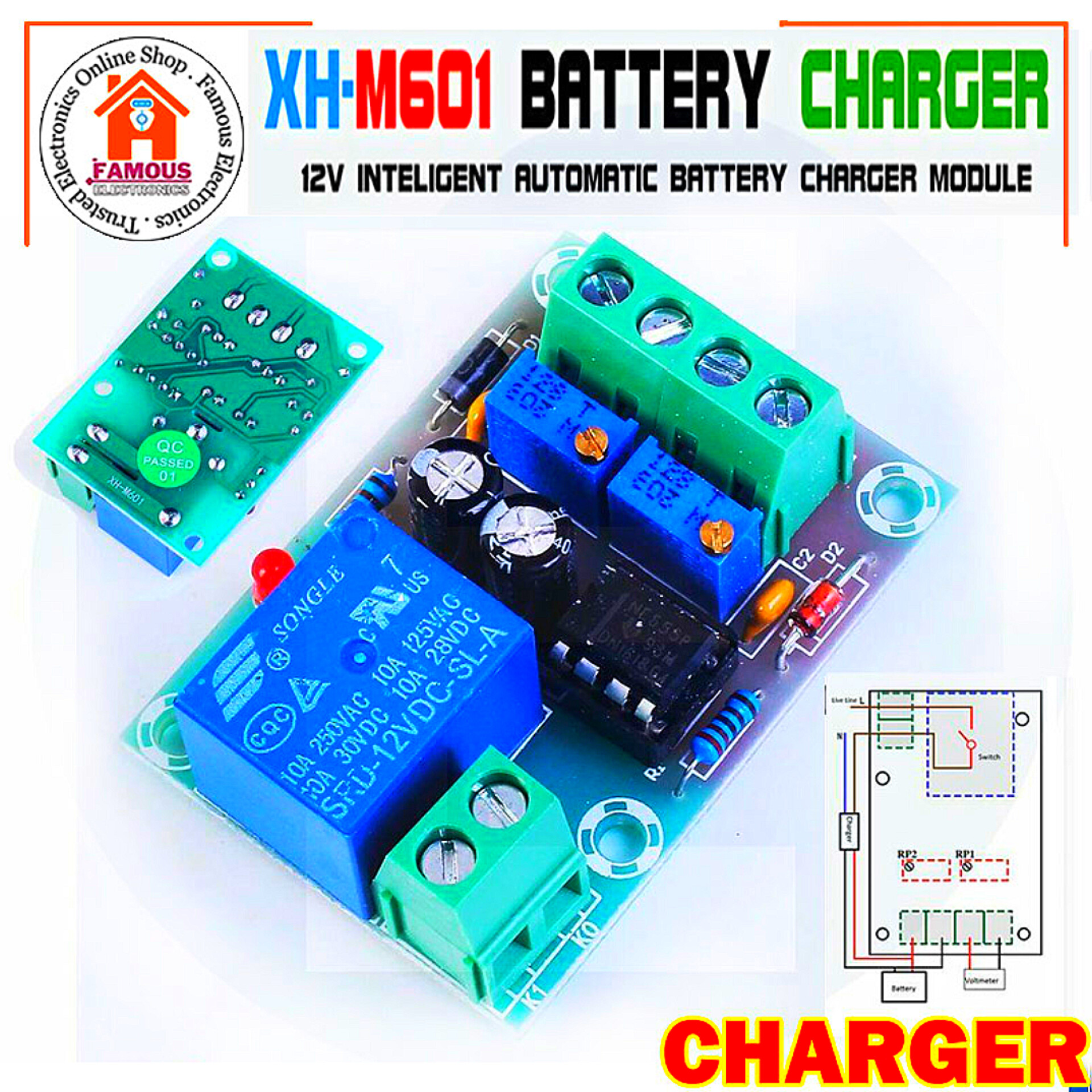 12V Charging Control Board XH-M601 Intelligent Charger Power Control Panel Automatic Charging Power_img_1