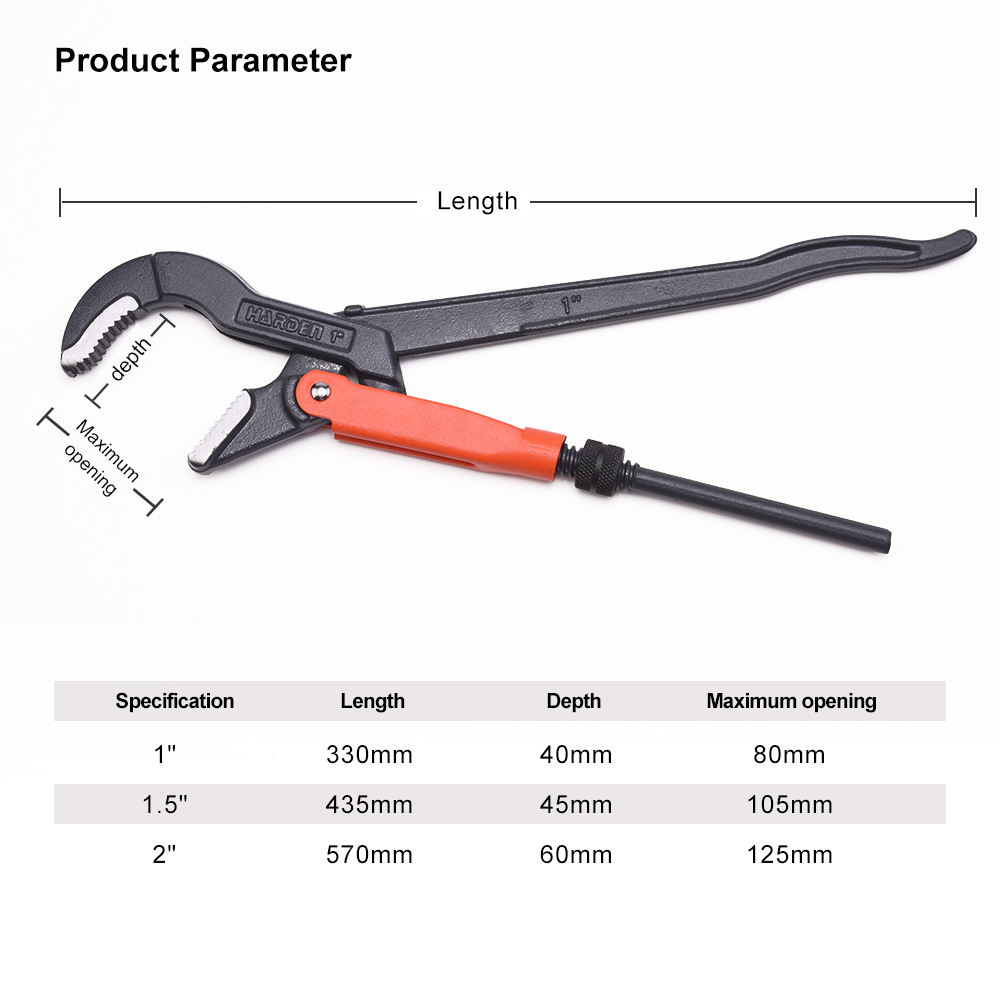 HARDEN 45° Bent Nose Pipe Wrench ( 1 inch | 1.5 inch | 2 inch ); Model: 600751 | 600752 | 600753_img_1