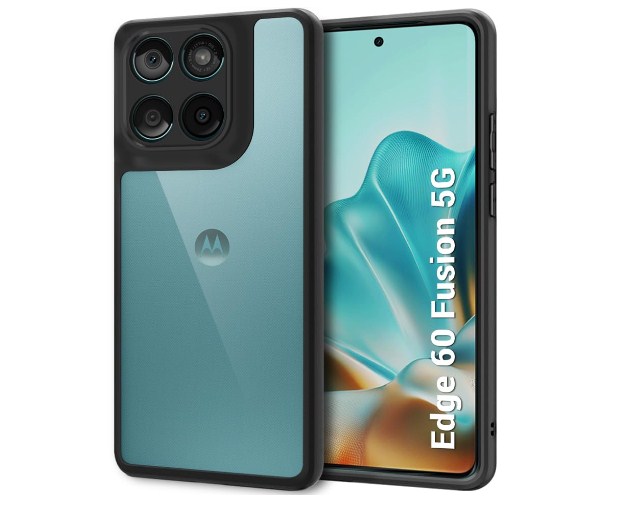 Motorola Moto Edge 60 Fusion 5G | Hard Back Cover Case for Motorola Moto Edge 60 Fusion 5G (PC & TPU, Transparent Clear Back, Black Sides)