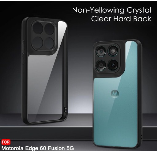 Motorola Moto Edge 60 Fusion 5G | Hard Back Cover Case for Motorola Moto Edge 60 Fusion 5G (PC & TPU, Transparent Clear Back, Black Sides)_img_3