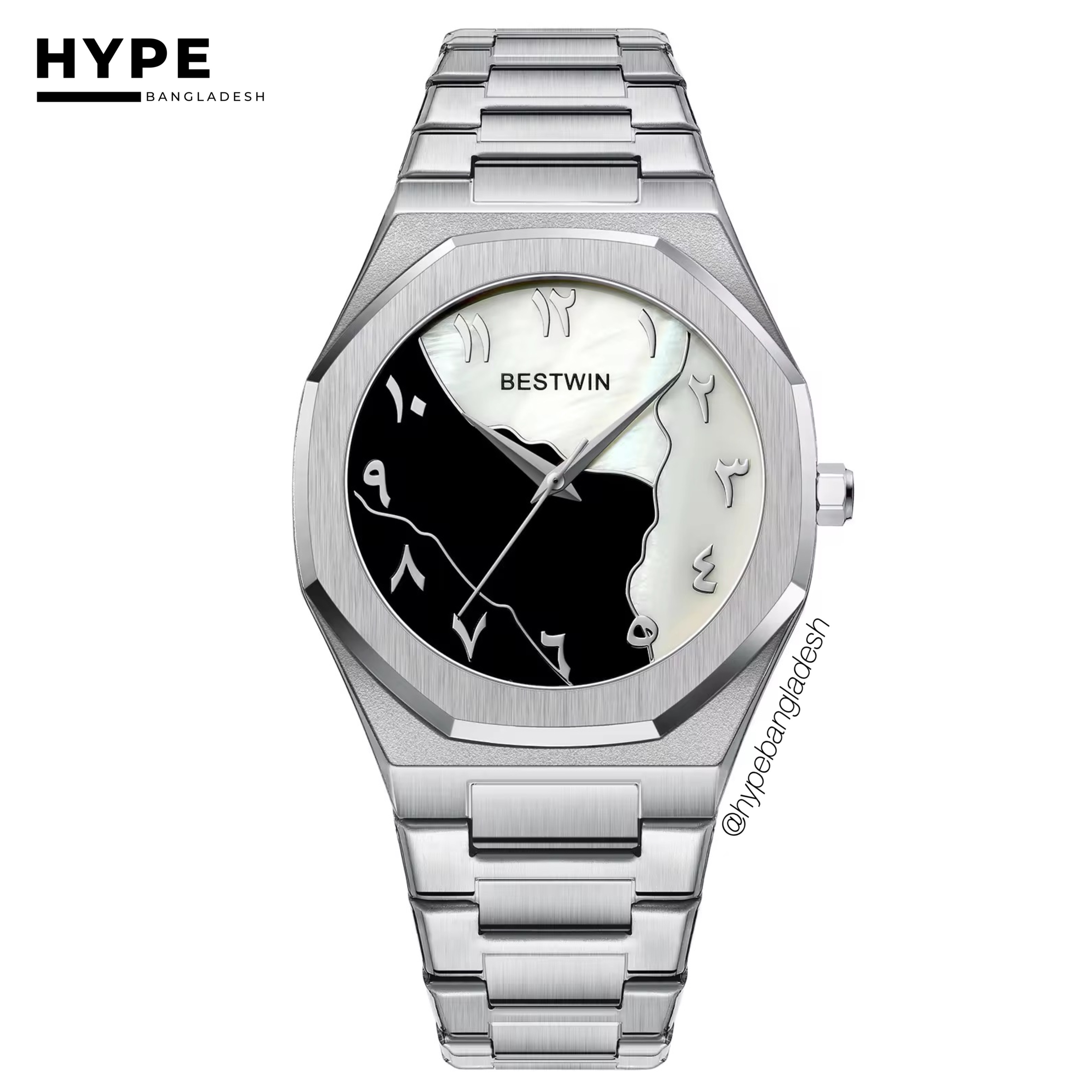 Arabic Dial Bestwin Stainless Steel Heavyweight Watch (Silver Chain)_img_0