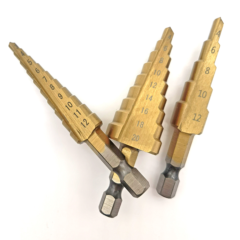 HSS Step Drill Bit Set | Titanium Coated Straight Groove | Hex Shank Hole Cutter | 3-12mm, 4-12mm, 4-20mm_img_3