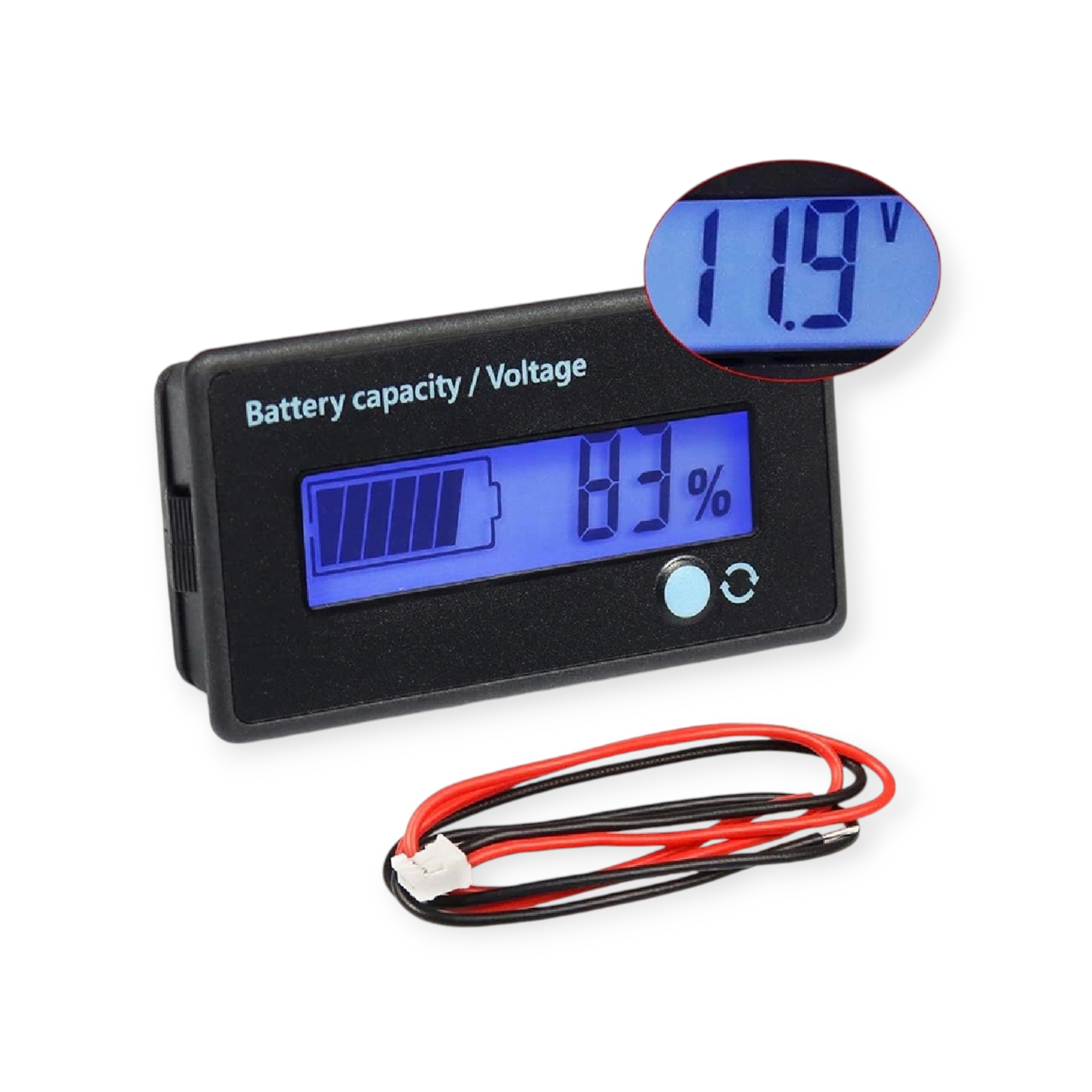 12V/24V/36V/48V Battery Capacity Indicator LCD Display – Blue/Green | Acid, Lead-Acid & Lithium Battery Voltage Tester