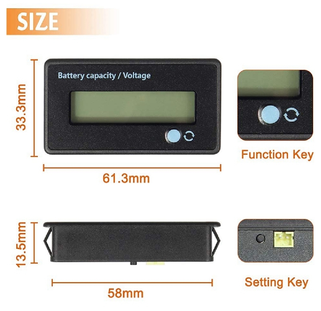 12V/24V/36V/48V Battery Capacity Indicator LCD Display – Blue/Green | Acid, Lead-Acid & Lithium Battery Voltage Tester_img_2