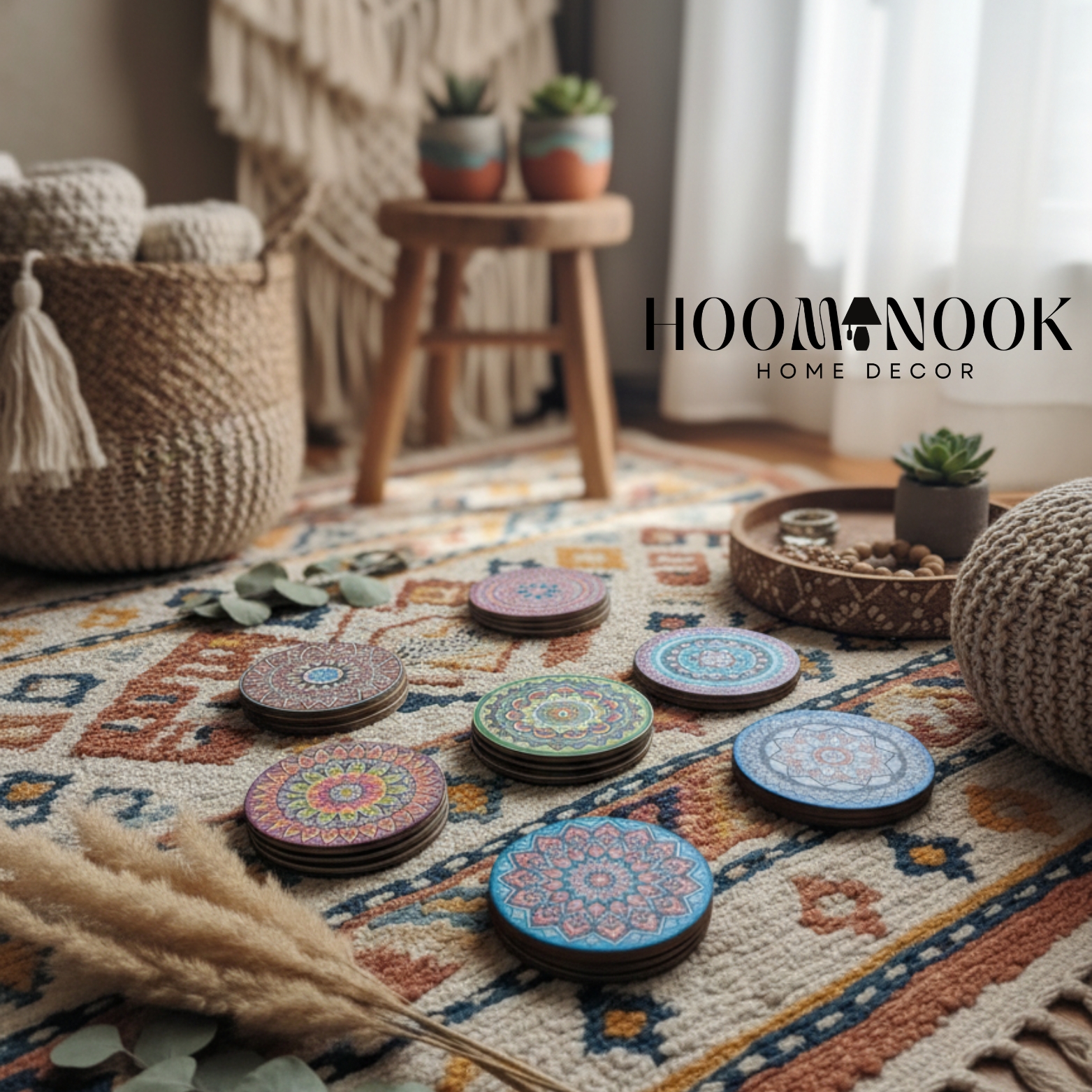 ☕ আধুনিক এথনিক-স্টাইল কোস্টার সেট (৮ পিস) - Image 2