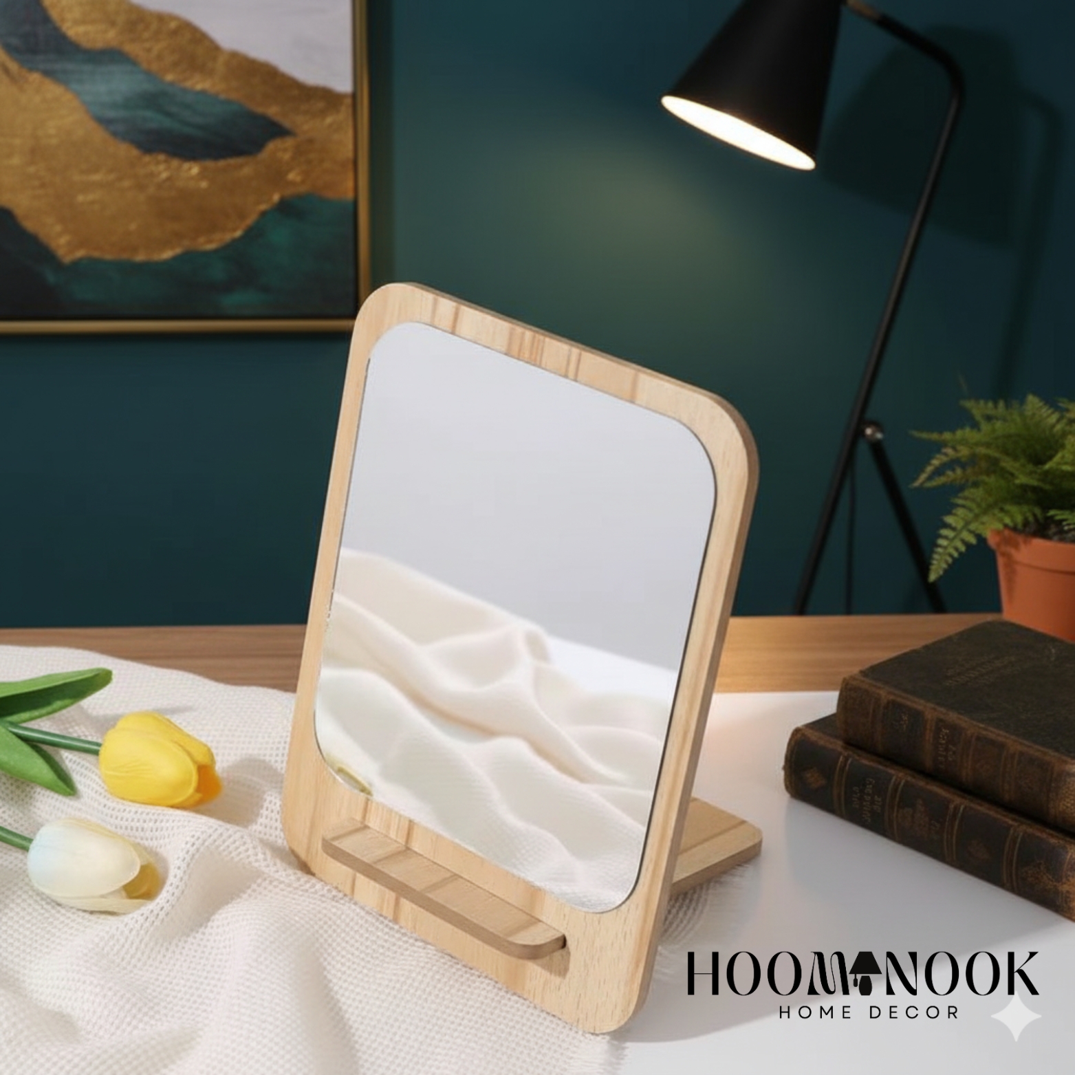 Detachable Wooden Desktop Mirror: আধুনিক কাঠের টেবিল আয়না ✨ - Image 2