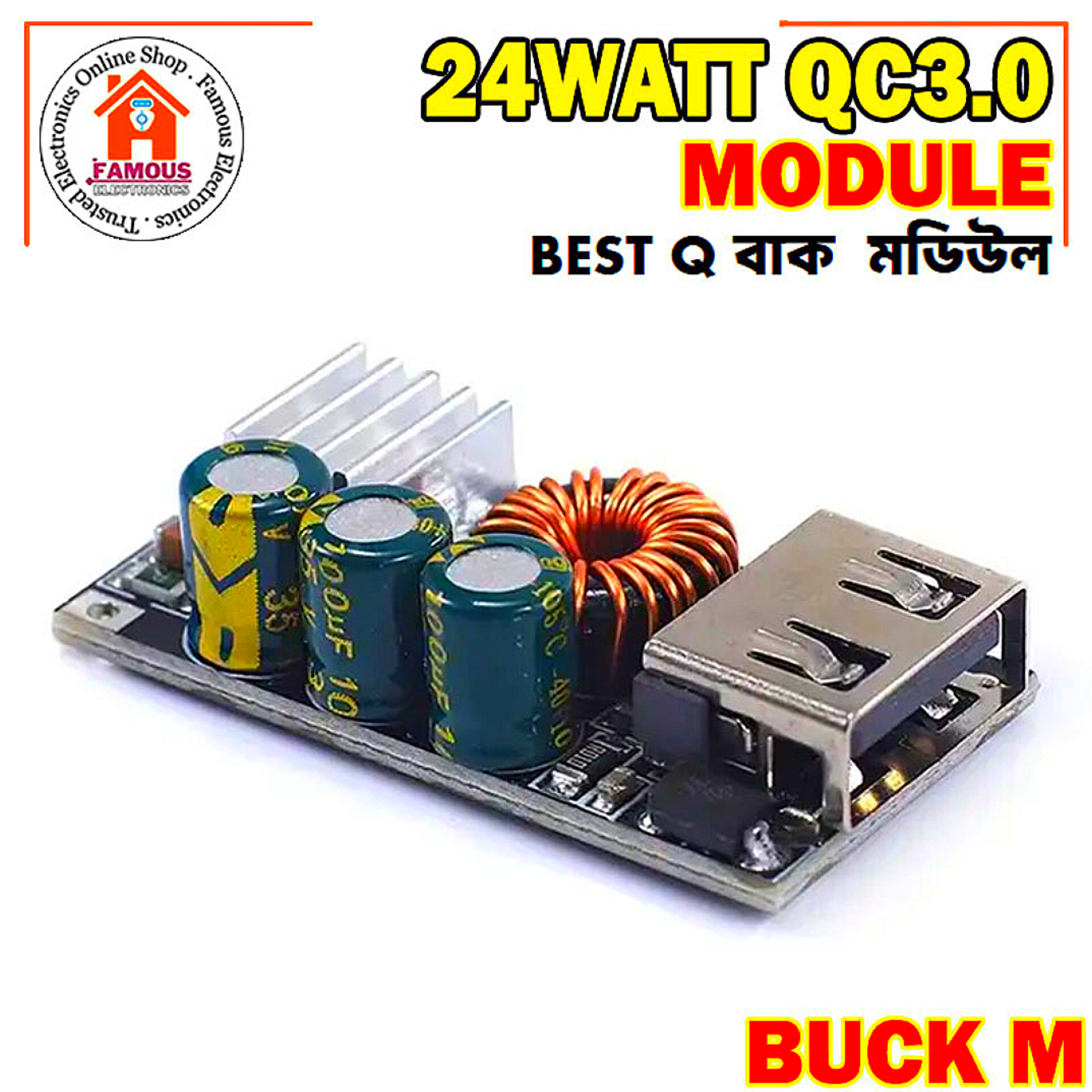 24W QC3.0 Fast Charger Step-Down Module buck converter | DC 5V–32V to USB for Mobile Phone Charging_img_1