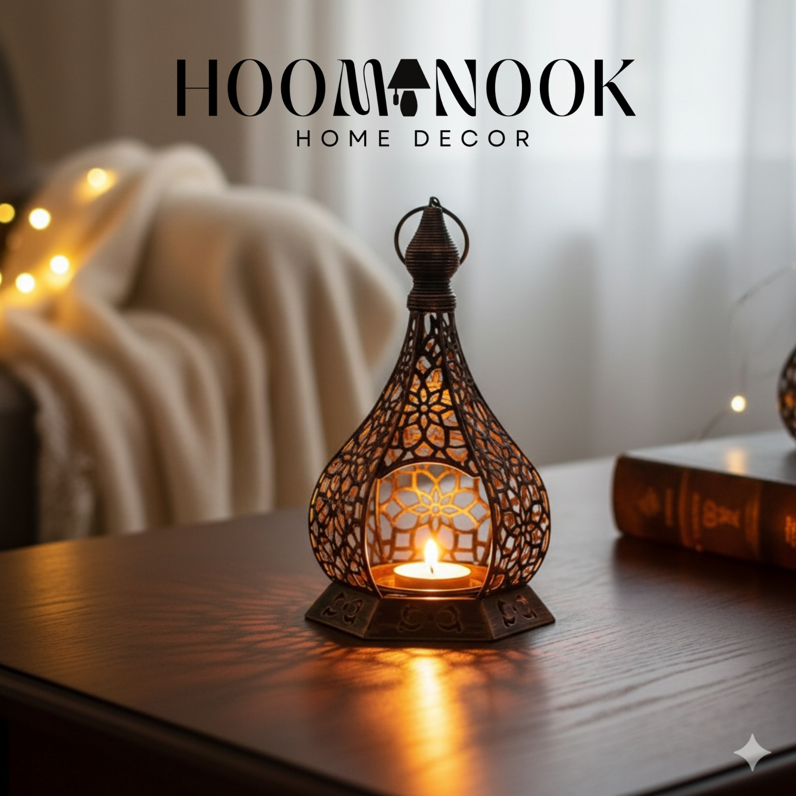 মরোক্কান মেটাল ক্যান্ডেল লণ্ঠন হোল্ডার ✨ - Image 2