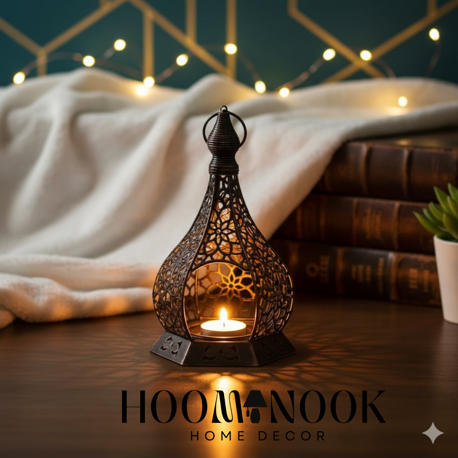 মরোক্কান মেটাল ক্যান্ডেল লণ্ঠন হোল্ডার ✨ - Image 4