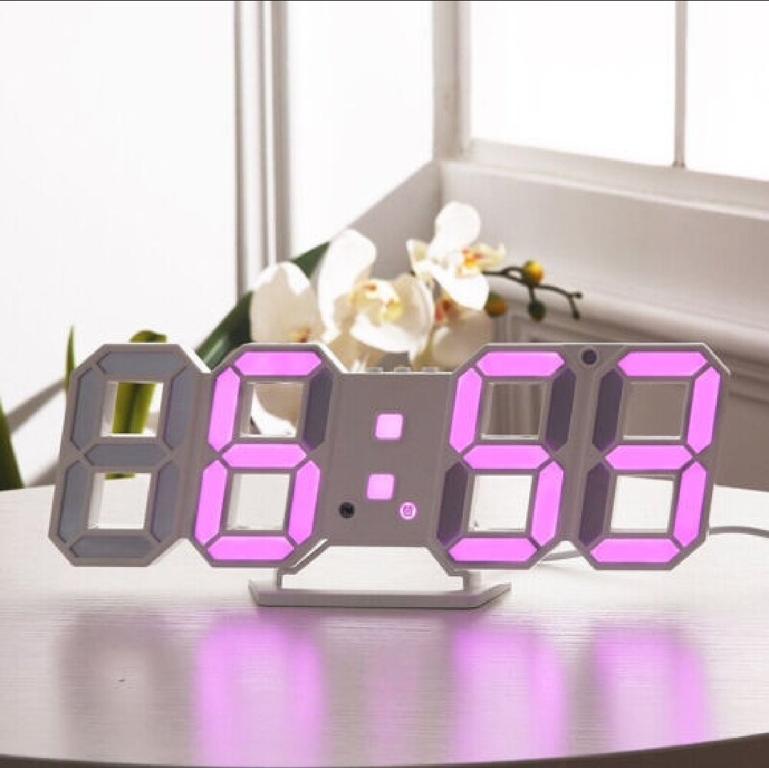 3D LED Digital Wall & Table Clock with Alarm, Date &  Temperature Display