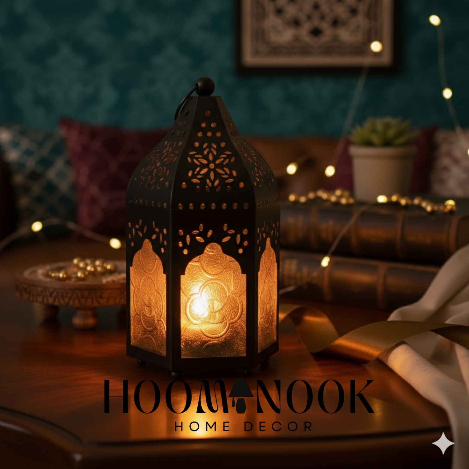 Iron Art Lantern: ক্লাসিক ব্ল্যাক ভিনটেজ ক্যান্ডেল হোল্ডার ✨ - Image 3