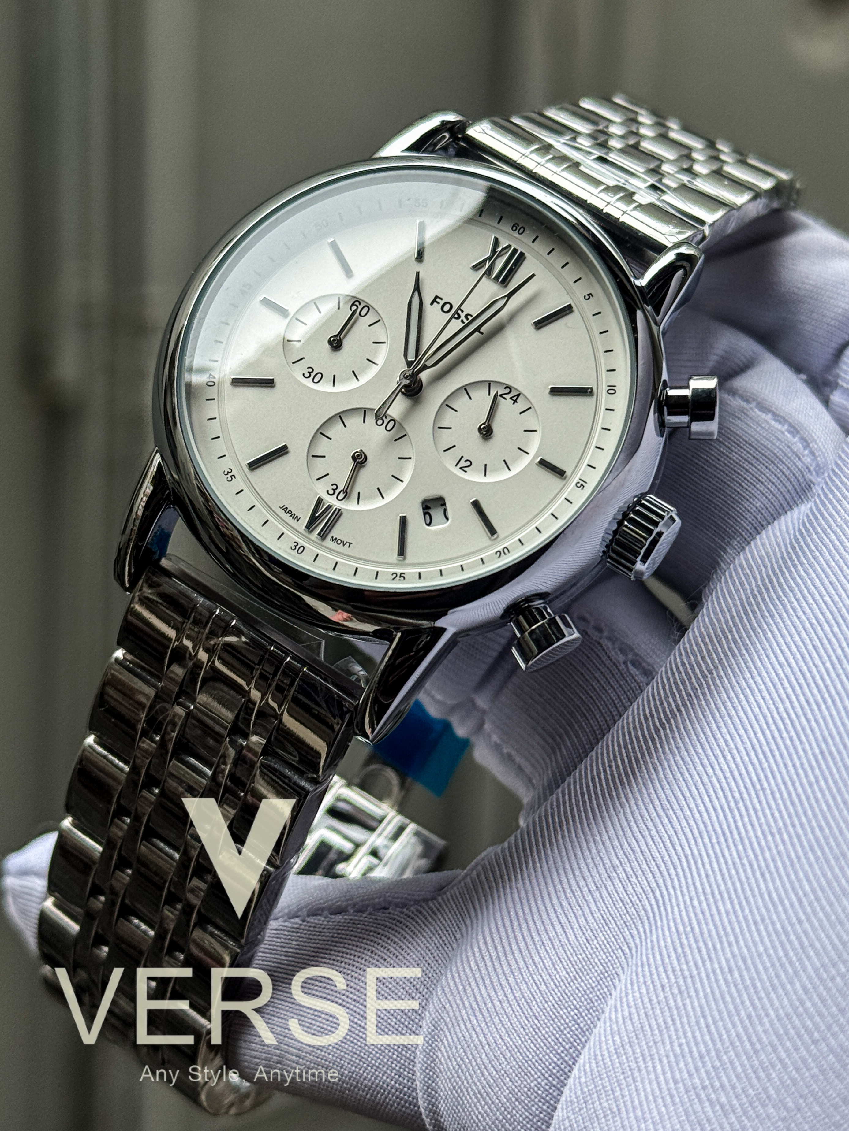 Fossil Neutra Chronograph White Dial Belt+chain_img_1