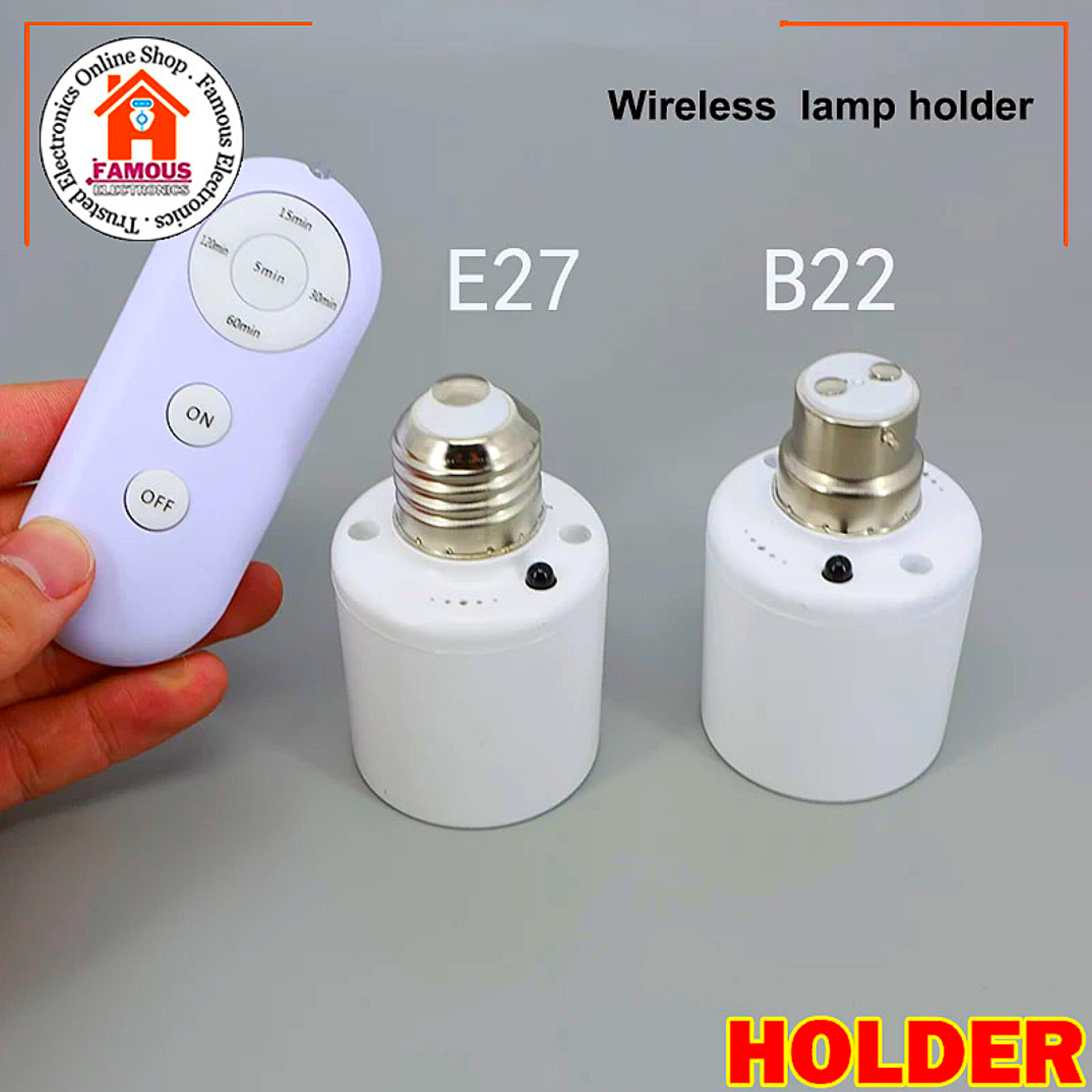 Holder B22 to E27 Smart Light Bulb Holder Base Wireless Control 40 feet Remote Timing Functiong_img_4