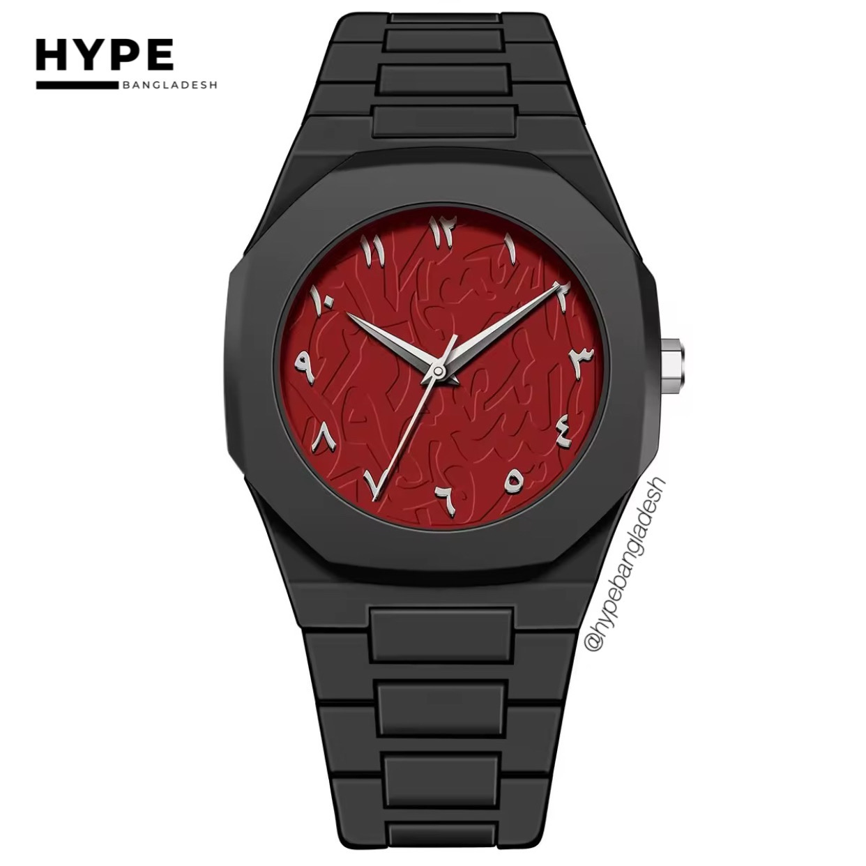 Red Calligraphy Dial Polycarbon Plastic Lightweight Watch_img_6