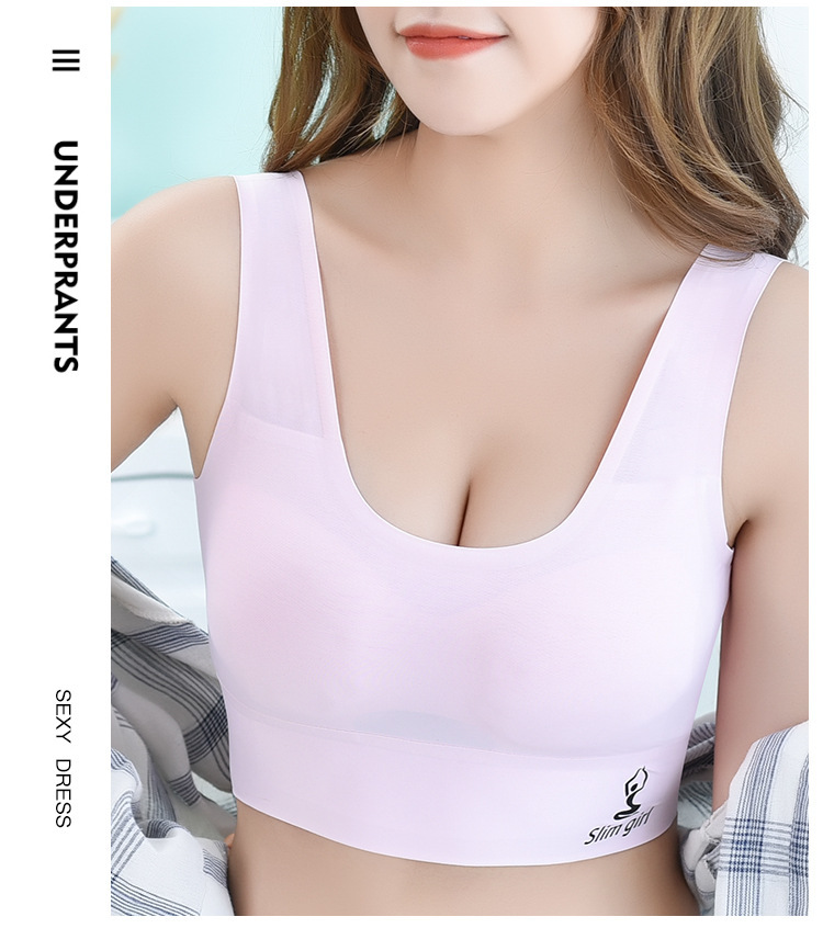Women‘s Ice Silk Seamless Bra Sports Push Up Underwear Transparent Mesh GathersBralette Plus Size Comfortable Elastic Bralette_img_1