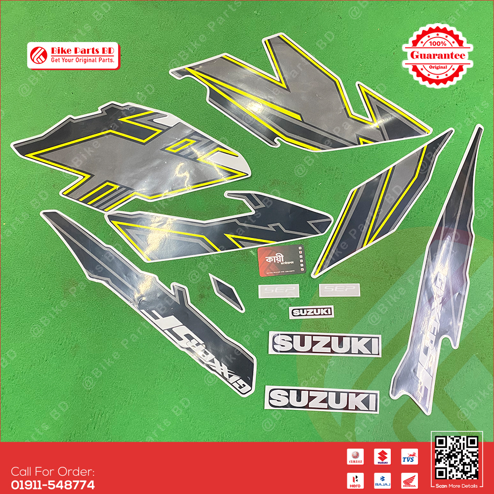 Full Set Sticker for Suzuki Gixxer SF (New Model, Black & Green) bike._img_0