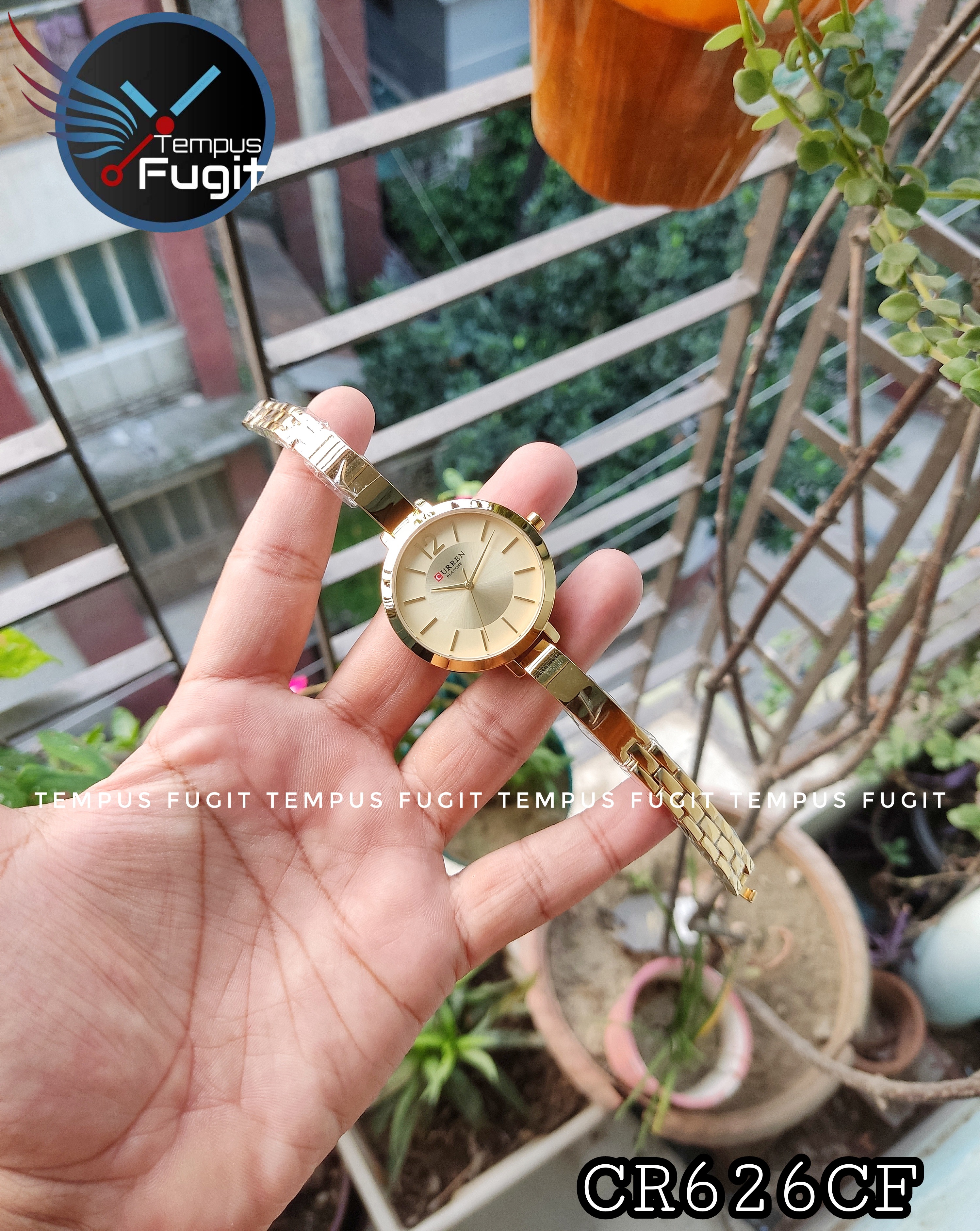 Curren 9012 Ladies Chain Watch- Golden Dial- Golden Bezel- Golden Bracelet+Chain- TF Code CR626CF_img_4