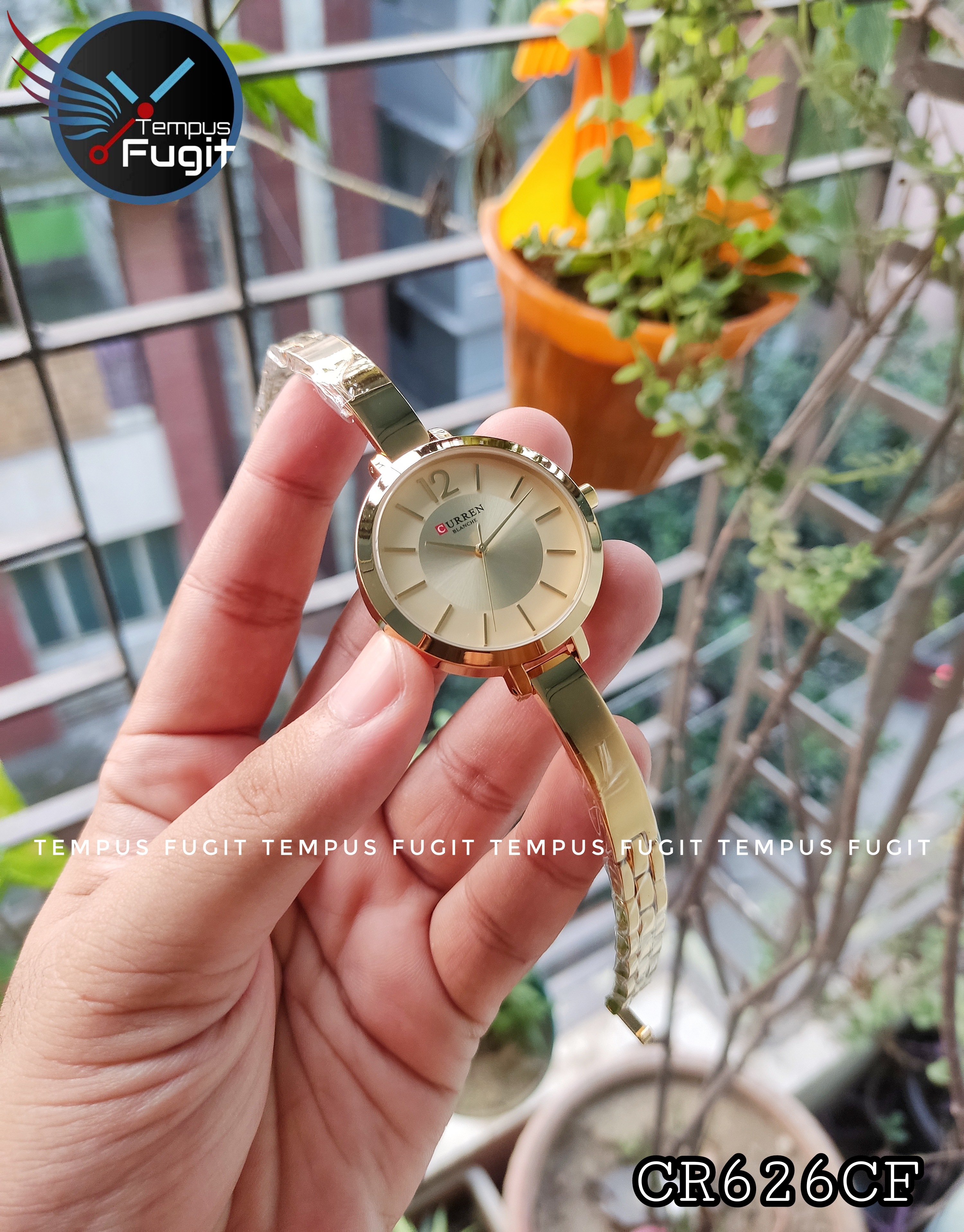 Curren 9012 Ladies Chain Watch- Golden Dial- Golden Bezel- Golden Bracelet+Chain- TF Code CR626CF_img_6