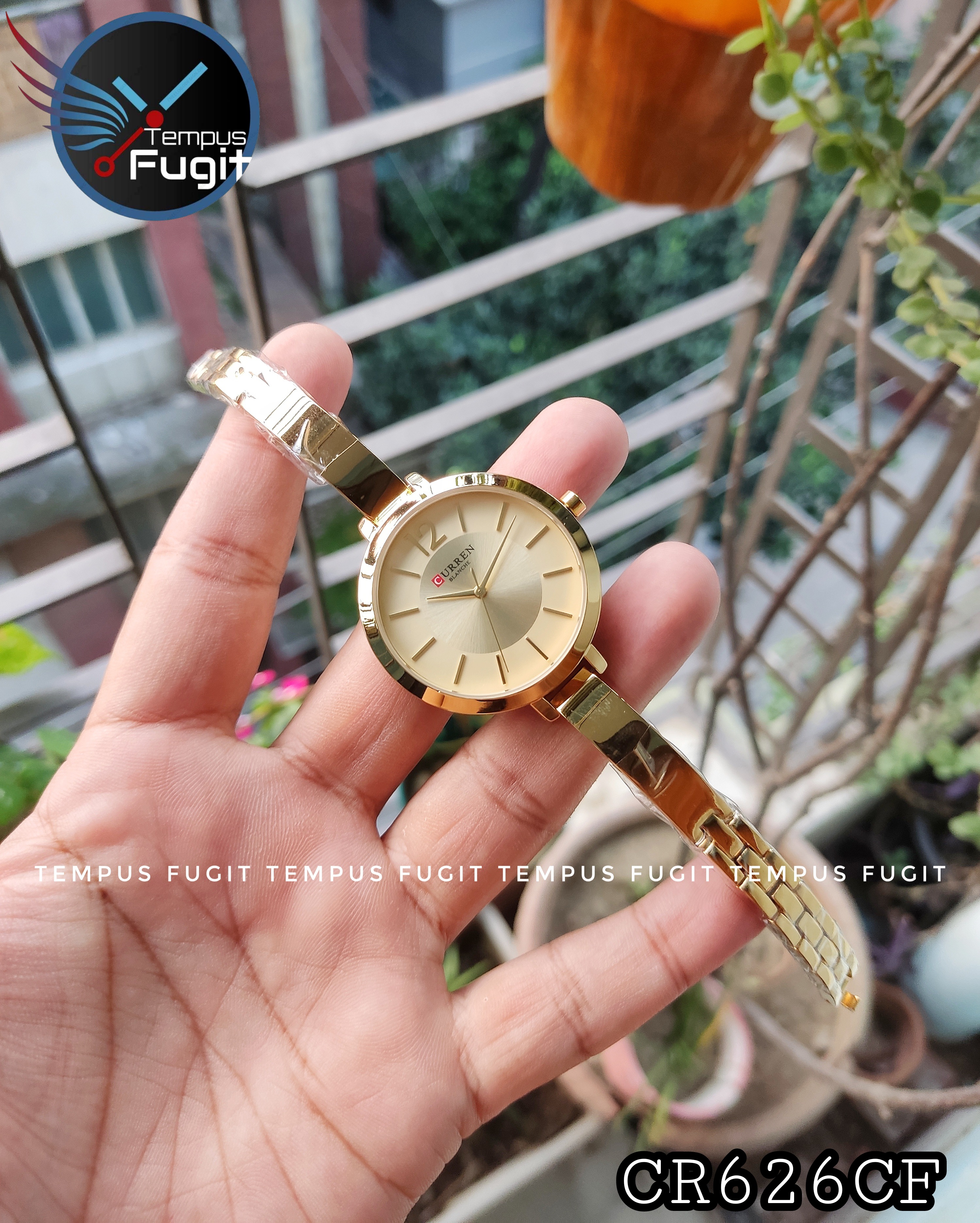 Curren 9012 Ladies Chain Watch- Golden Dial- Golden Bezel- Golden Bracelet+Chain- TF Code CR626CF_img_5