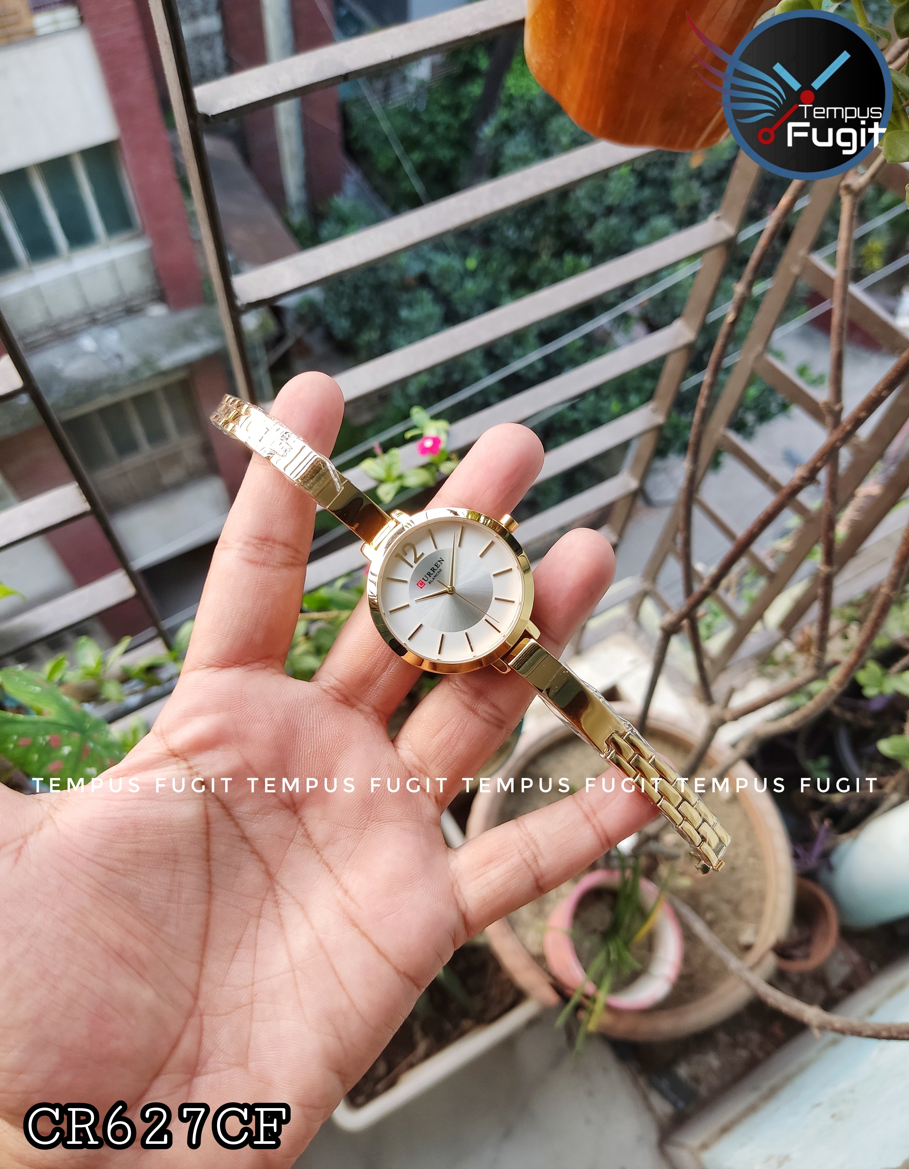 Curren 9012 Ladies Chain Watch- Goldenish Silver Dial- Golden Bezel- Golden Bracelet+Chain- TF Code CR627CF_img_4