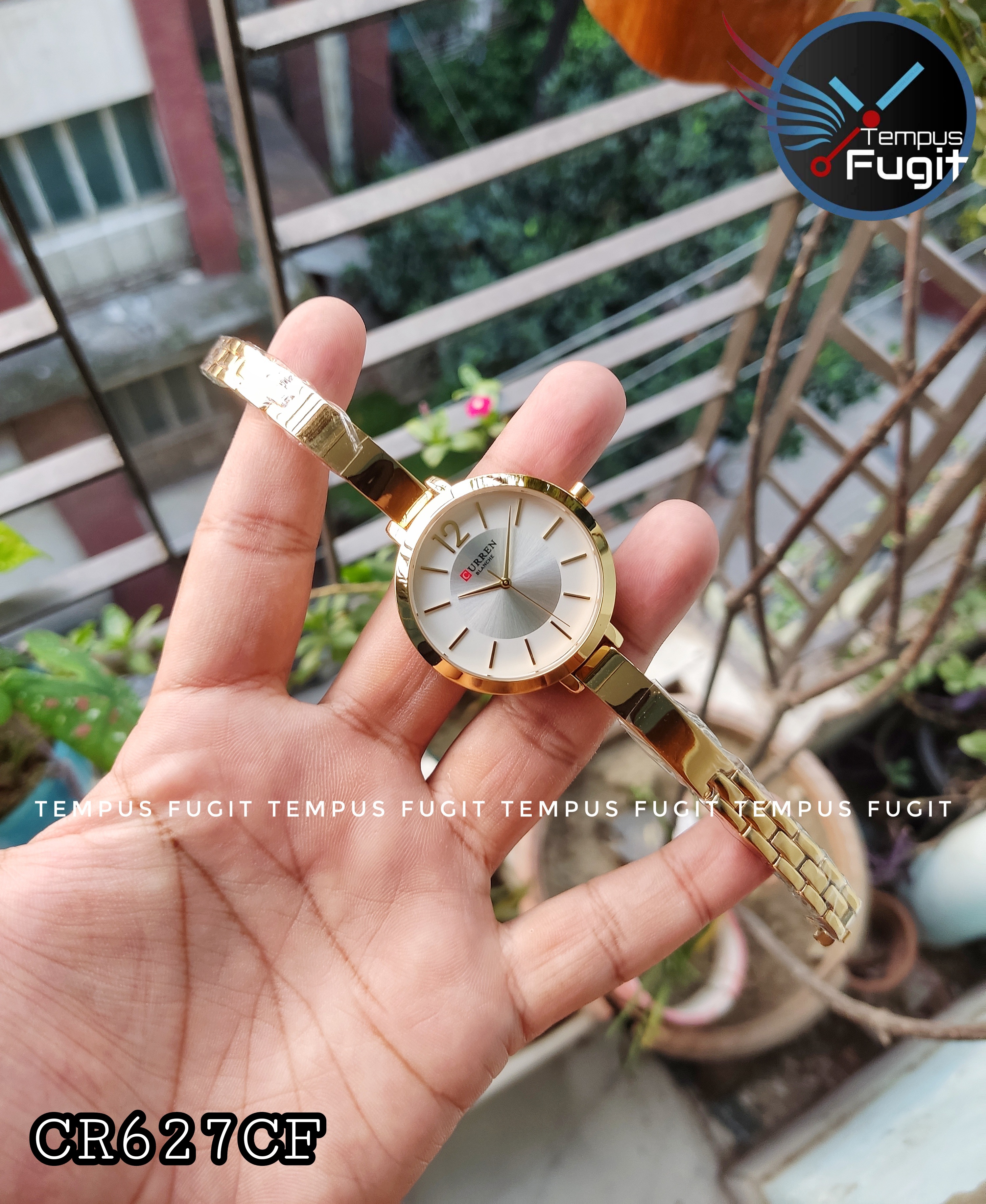 Curren 9012 Ladies Chain Watch- Goldenish Silver Dial- Golden Bezel- Golden Bracelet+Chain- TF Code CR627CF_img_5