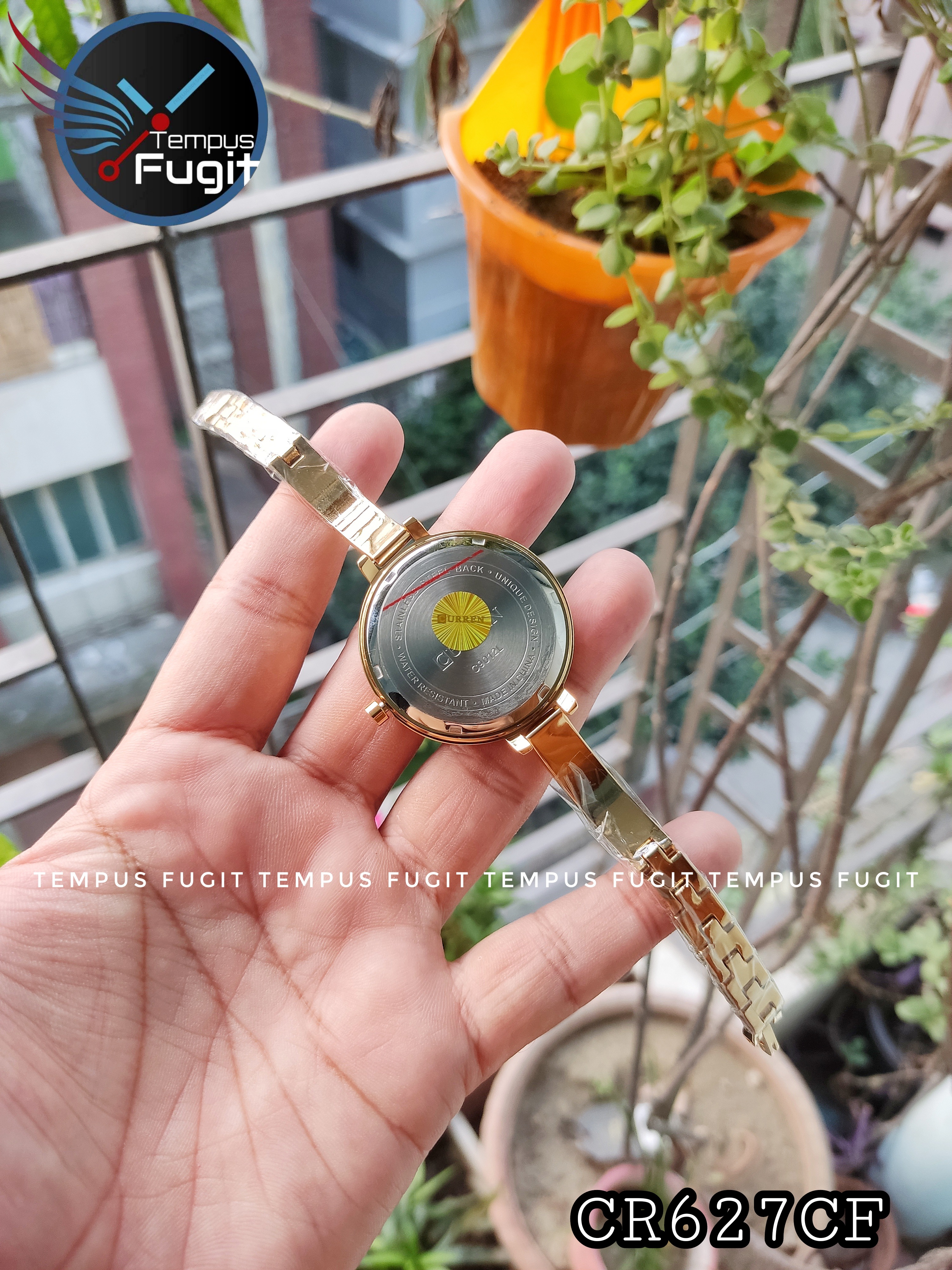 Curren 9012 Ladies Chain Watch- Goldenish Silver Dial- Golden Bezel- Golden Bracelet+Chain- TF Code CR627CF_img_7