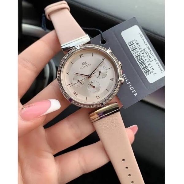 Tommy Hilfiger Luna 1782395 Women’s 38 mm Rose‑Gold & Pink Leather Watch