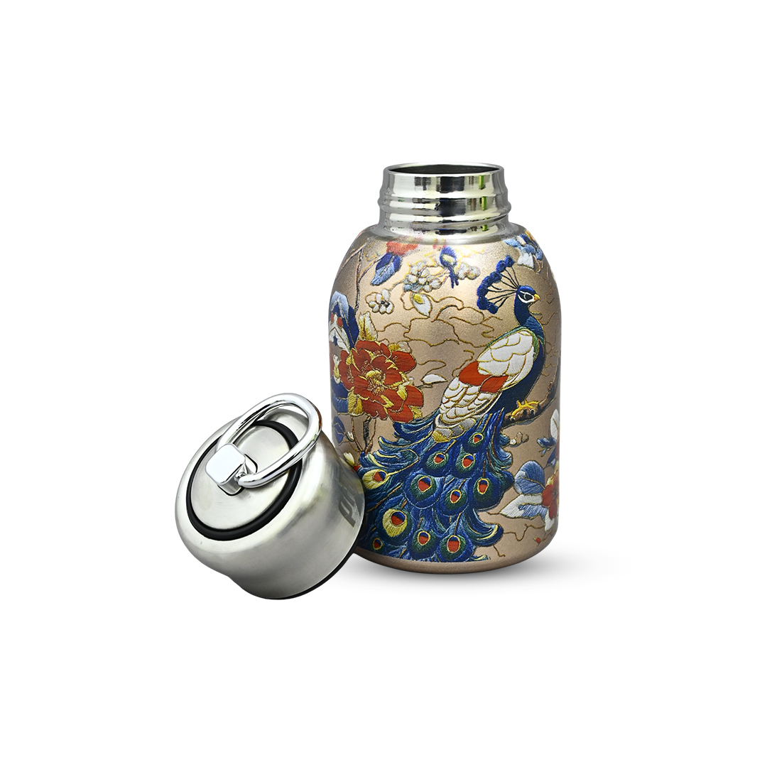 300ml High Quality SS Thermos Water Bottle – WB-2609 Peacock ( Golden )_img_1