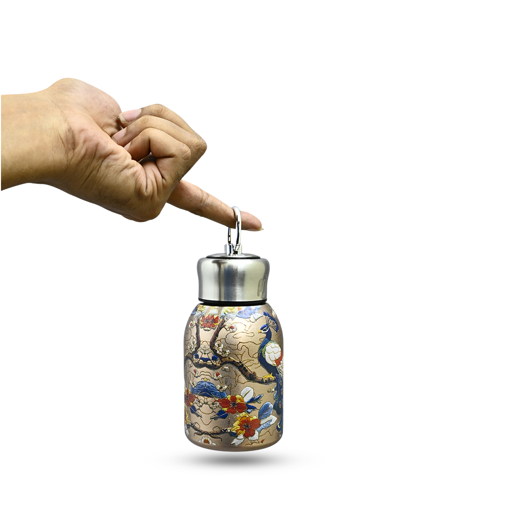 300ml High Quality SS Thermos Water Bottle – WB-2609 Peacock ( Golden )_img_2