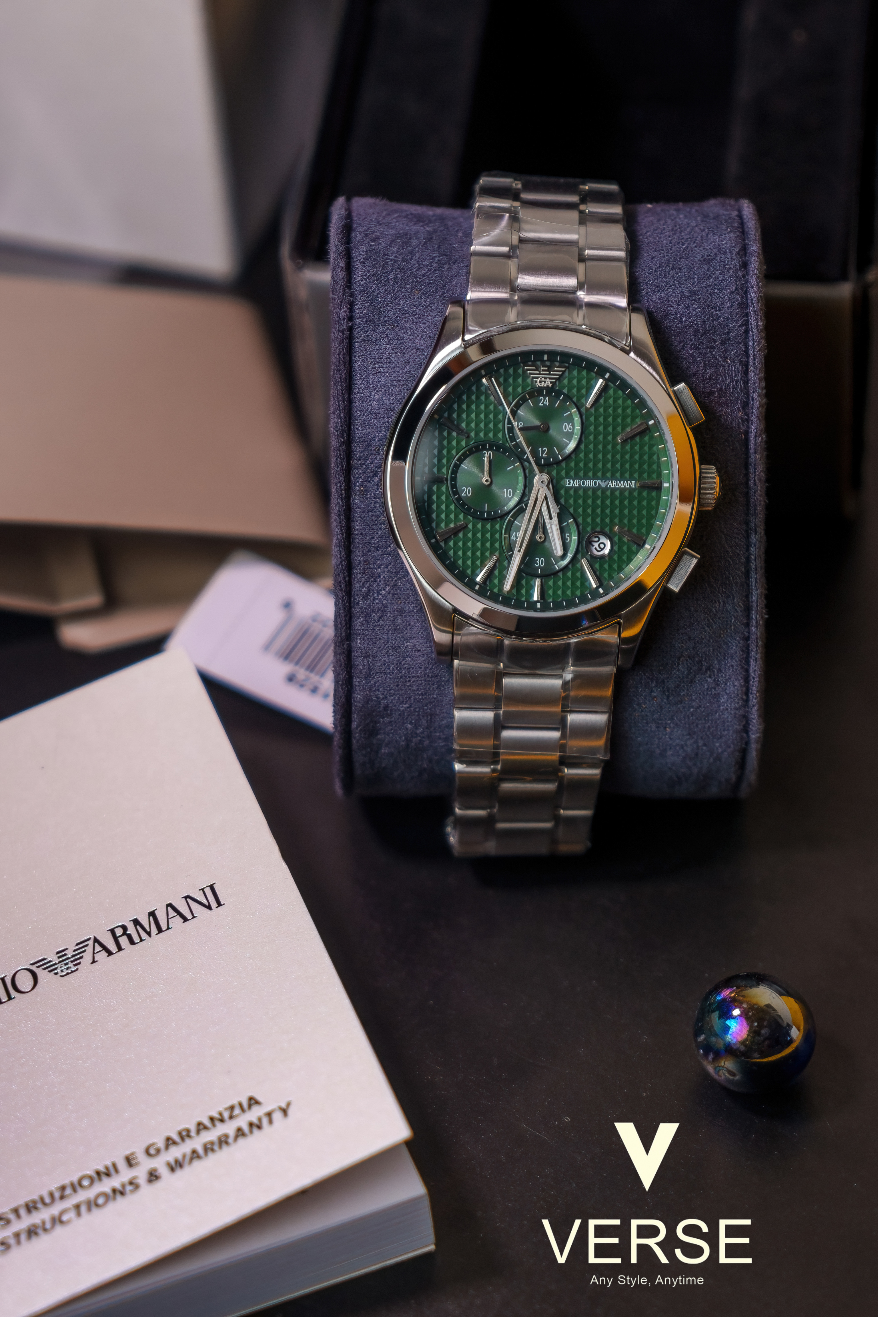 Emporio Armani AR11529 “Paolo” Men’s Chronograph – 42 mm Green Dial Stainless Steel