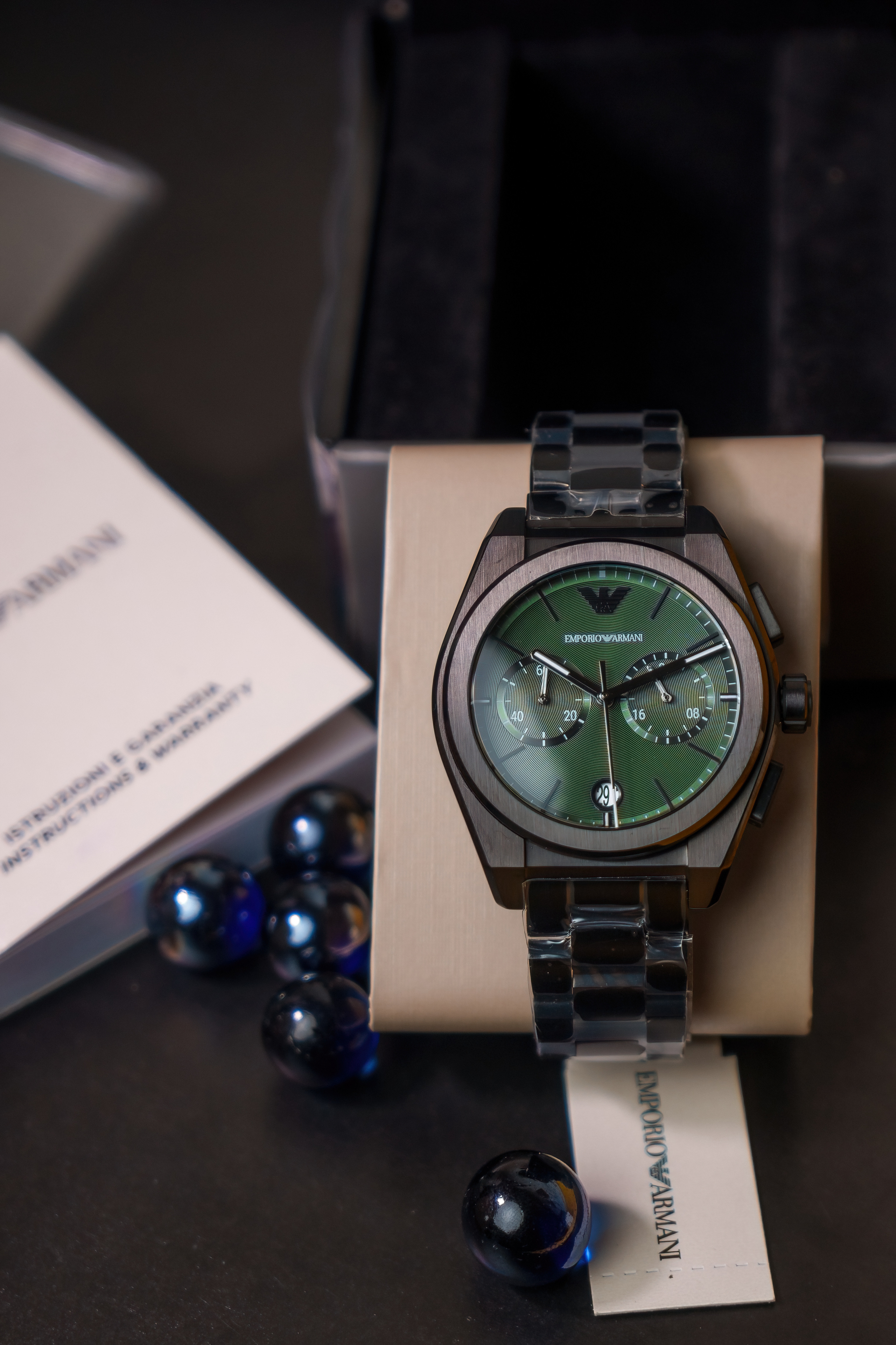 Emporio Armani AR11562 Federico Men’s Chronograph – 43 mm Black & Green Steel Watch