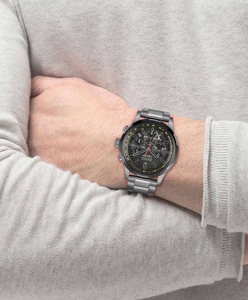 Hugo Boss Solgrade 1514034 Men’s 44 mm Quartz Chronograph – Grey & Olive Green Dial_img_3