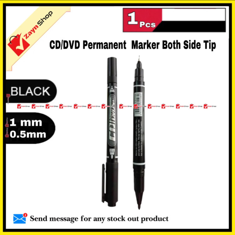 GXIN Permanent Marker Both side Tip (0.5mm and 1 mm ) CD/DVD Marker 1pcs Black / Blue / Red / Green_img_1