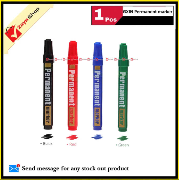 GXIN Permanent Marker Writes on Metal, Plastic, Glass And Wood Black Blue Red Green 1pcs_img_0