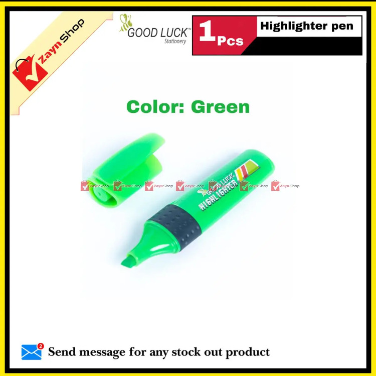 Good Luck Highlighter Pen Green Yellow Pink 1pcs_img_2