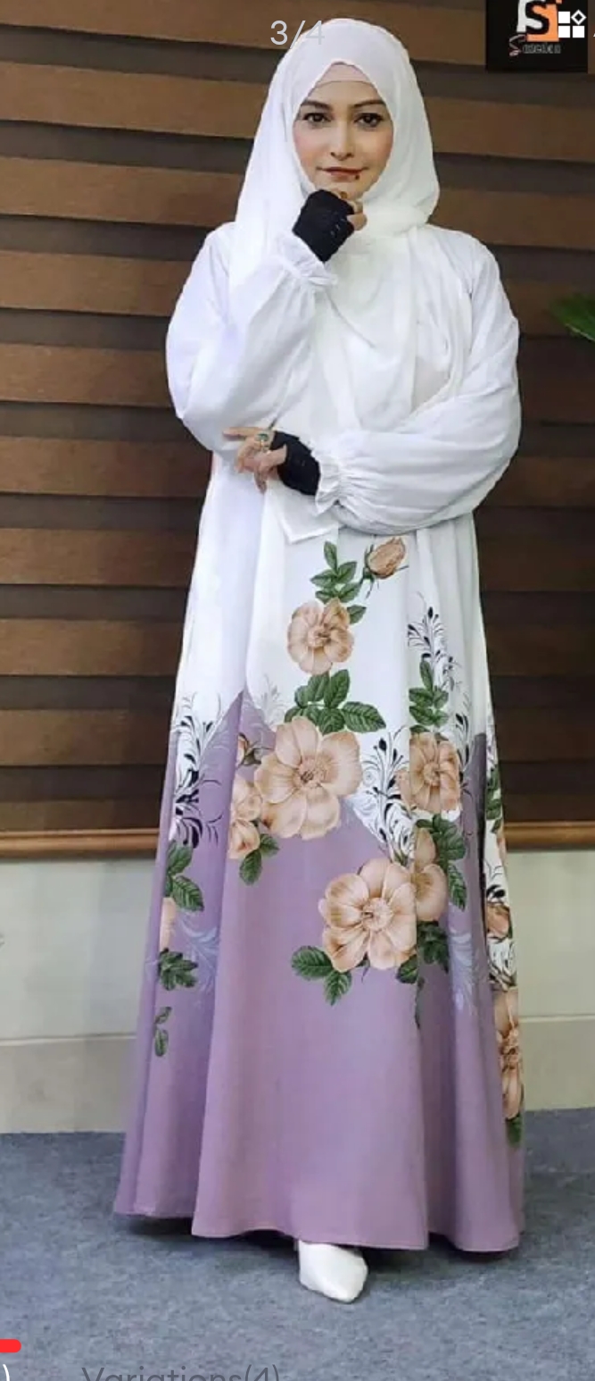 দুবাই চেড়ি জর্জেট ডিজিটাল প্রিন্ট বোরকা , হিজাব ছাড়া