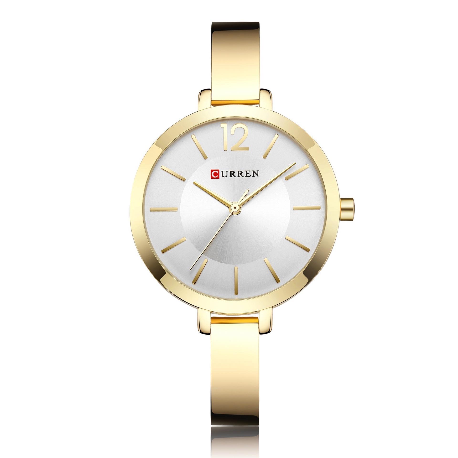 Curren 9012 Ladies Chain Watch- Goldenish Silver Dial- Golden Bezel- Golden Bracelet+Chain- TF Code CR627CF_img_0