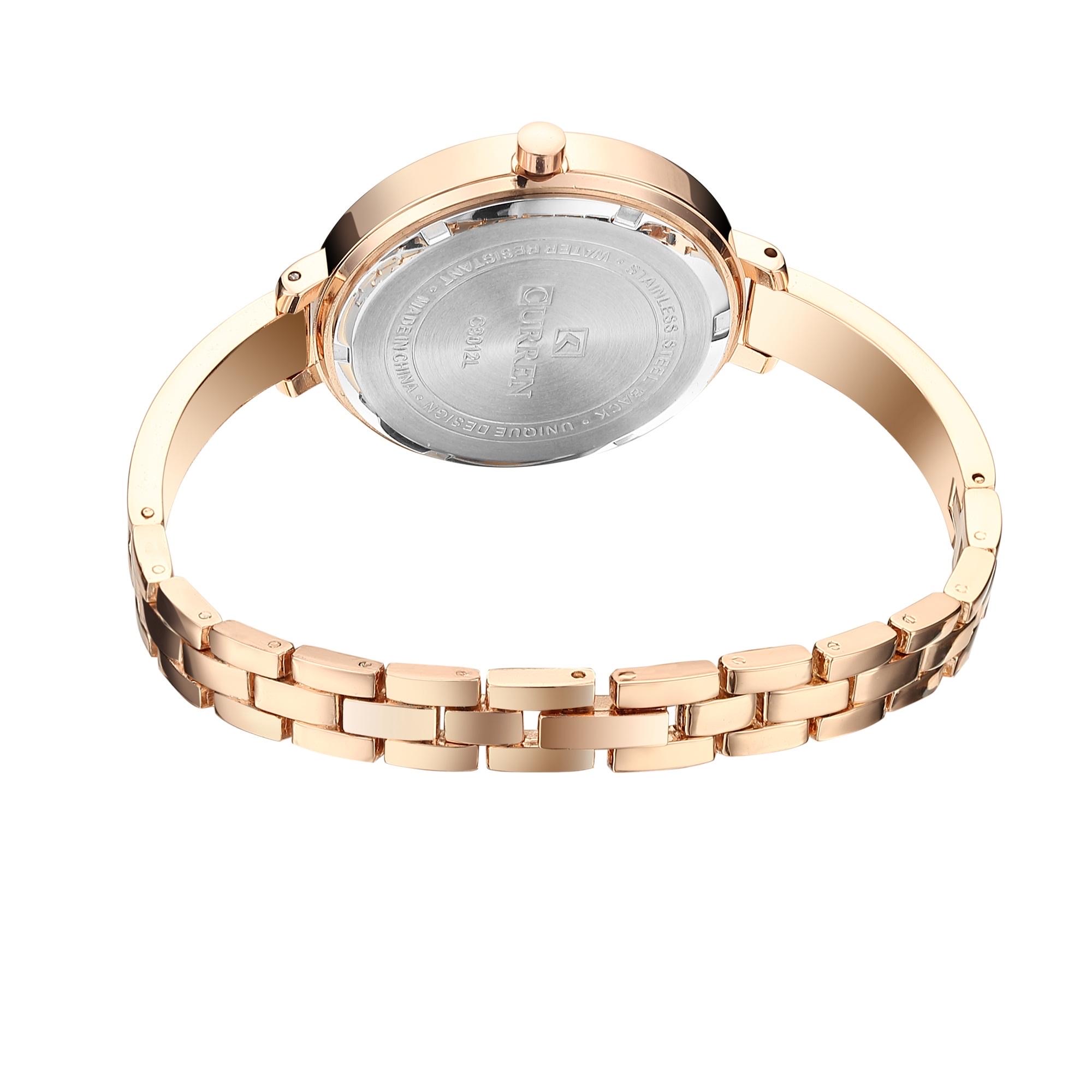 Curren 9012 Ladies Chain Watch- Goldenish Silver Dial- Golden Bezel- Golden Bracelet+Chain- TF Code CR627CF_img_3