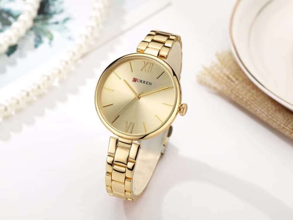 Curren 9017 Ladies Chain Watch- Golden Dial- Golden Bezel- Golden Chain- TF Code CR586CF_img_2
