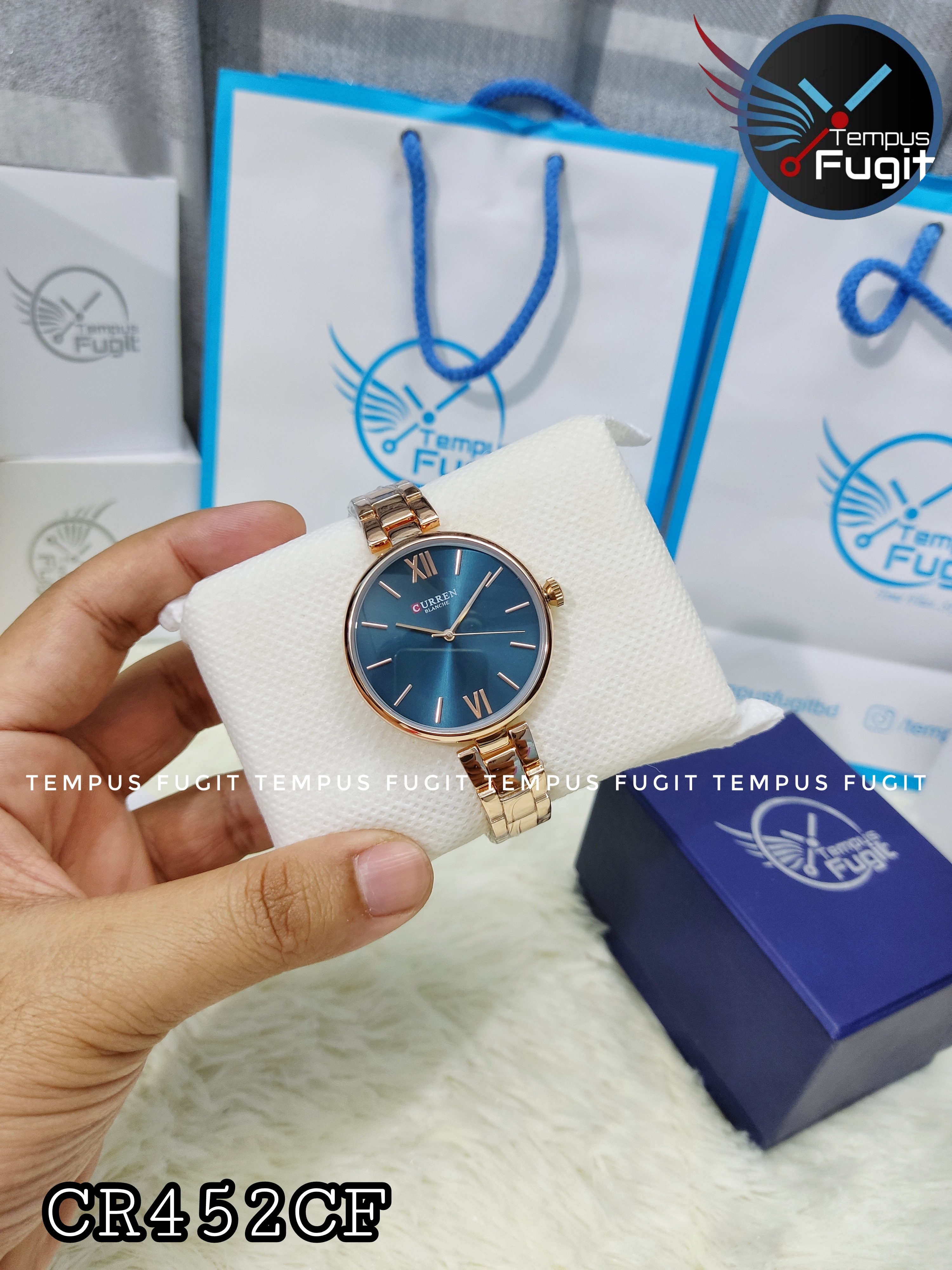 Curren 9017 Ladies Chain Watch- Blue Dial- Rose Golden Bezel- Rose Golden Chain- TF Code CR452CF_img_3
