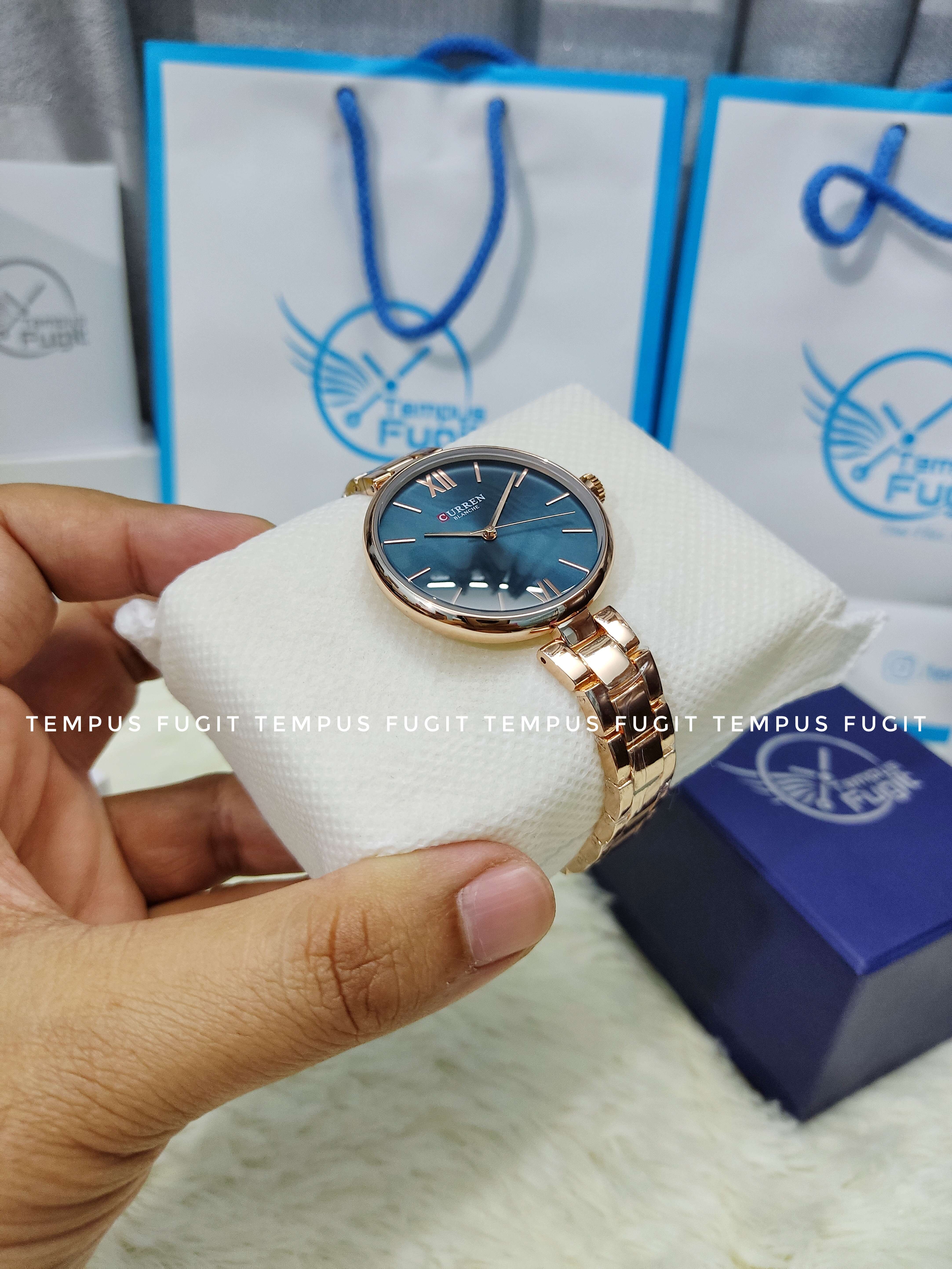 Curren 9017 Ladies Chain Watch- Blue Dial- Rose Golden Bezel- Rose Golden Chain- TF Code CR452CF_img_4