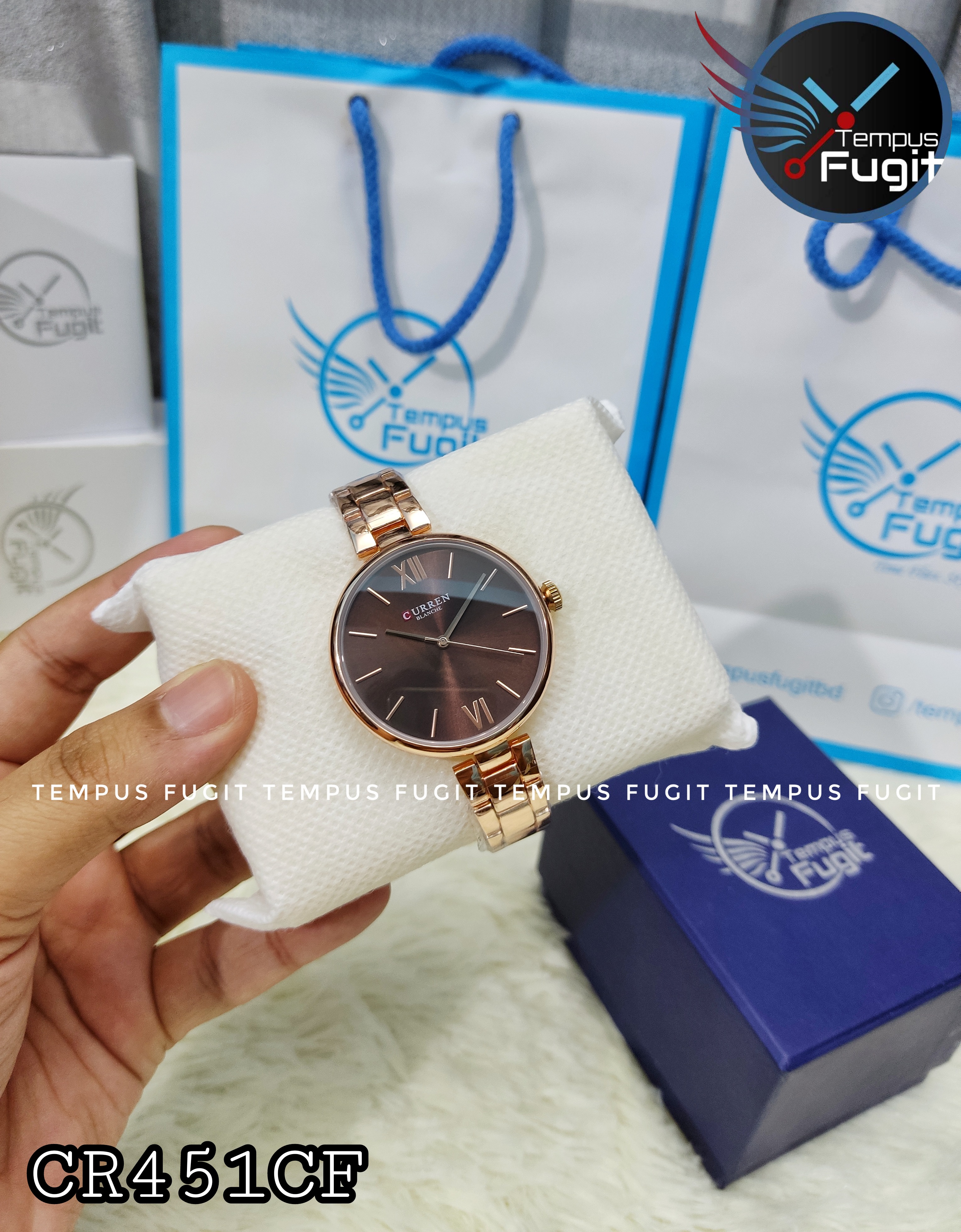 Curren 9017 Ladies Chain Watch- Coffe Dial- Rose Golden Bezel- Rose Golden Chain- TF Code CR451CF_img_2