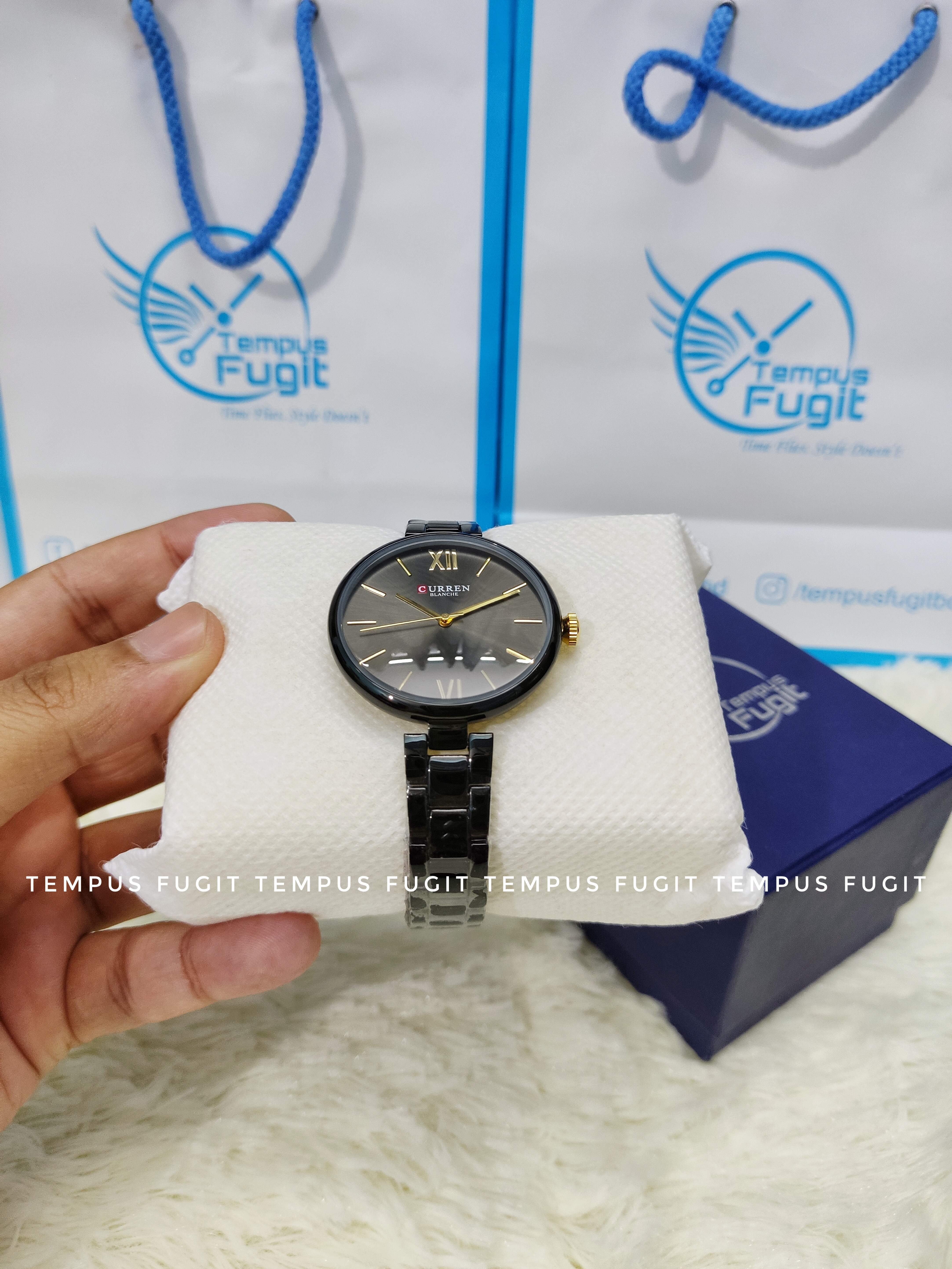 Curren 9017 Ladies Chain Watch- Black Dial- Black Bezel- Black Chain- TF Code CR453CF_img_4