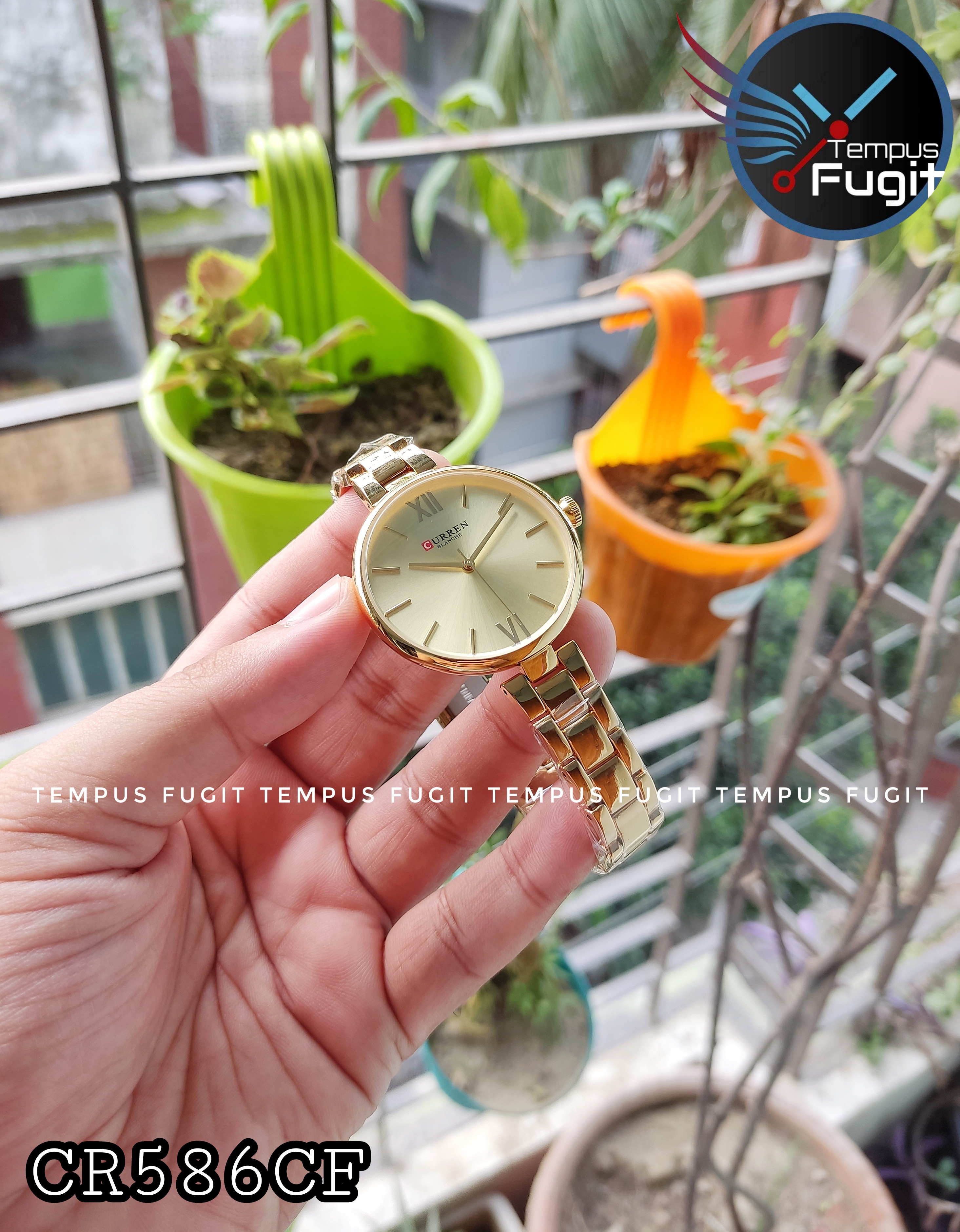 Curren 9017 Ladies Chain Watch- Golden Dial- Golden Bezel- Golden Chain- TF Code CR586CF_img_5