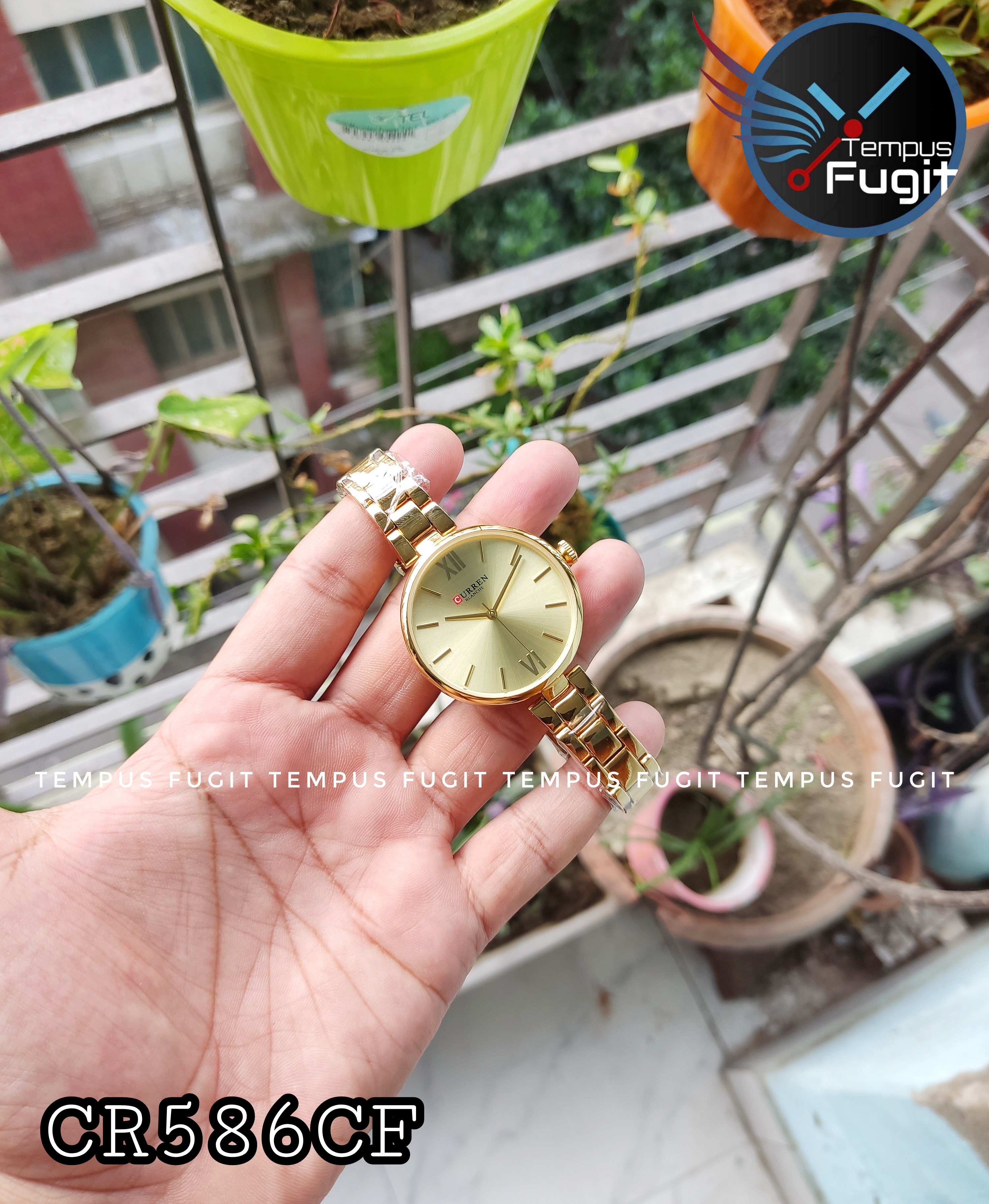 Curren 9017 Ladies Chain Watch- Golden Dial- Golden Bezel- Golden Chain- TF Code CR586CF_img_3