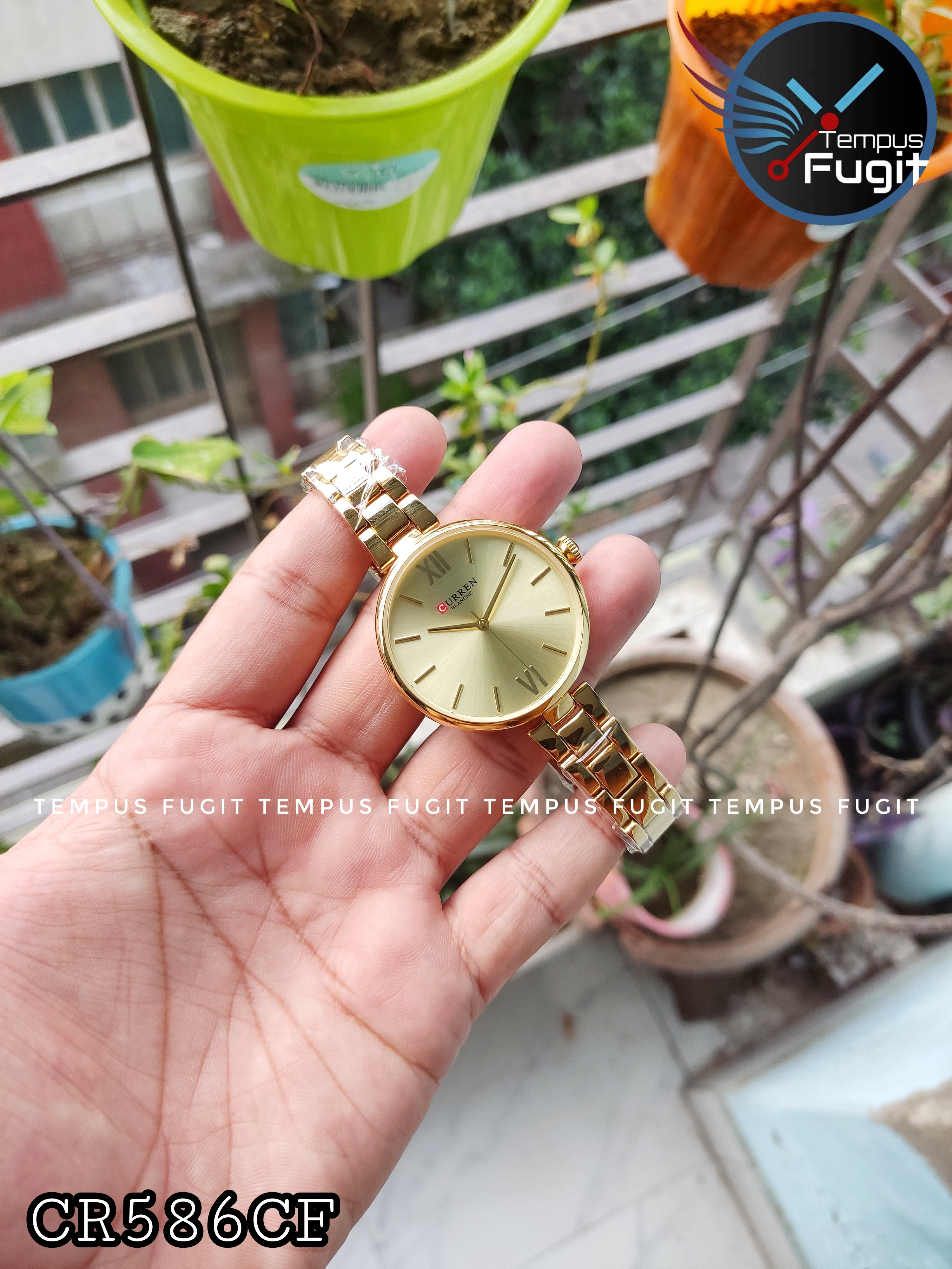 Curren 9017 Ladies Chain Watch- Golden Dial- Golden Bezel- Golden Chain- TF Code CR586CF_img_4