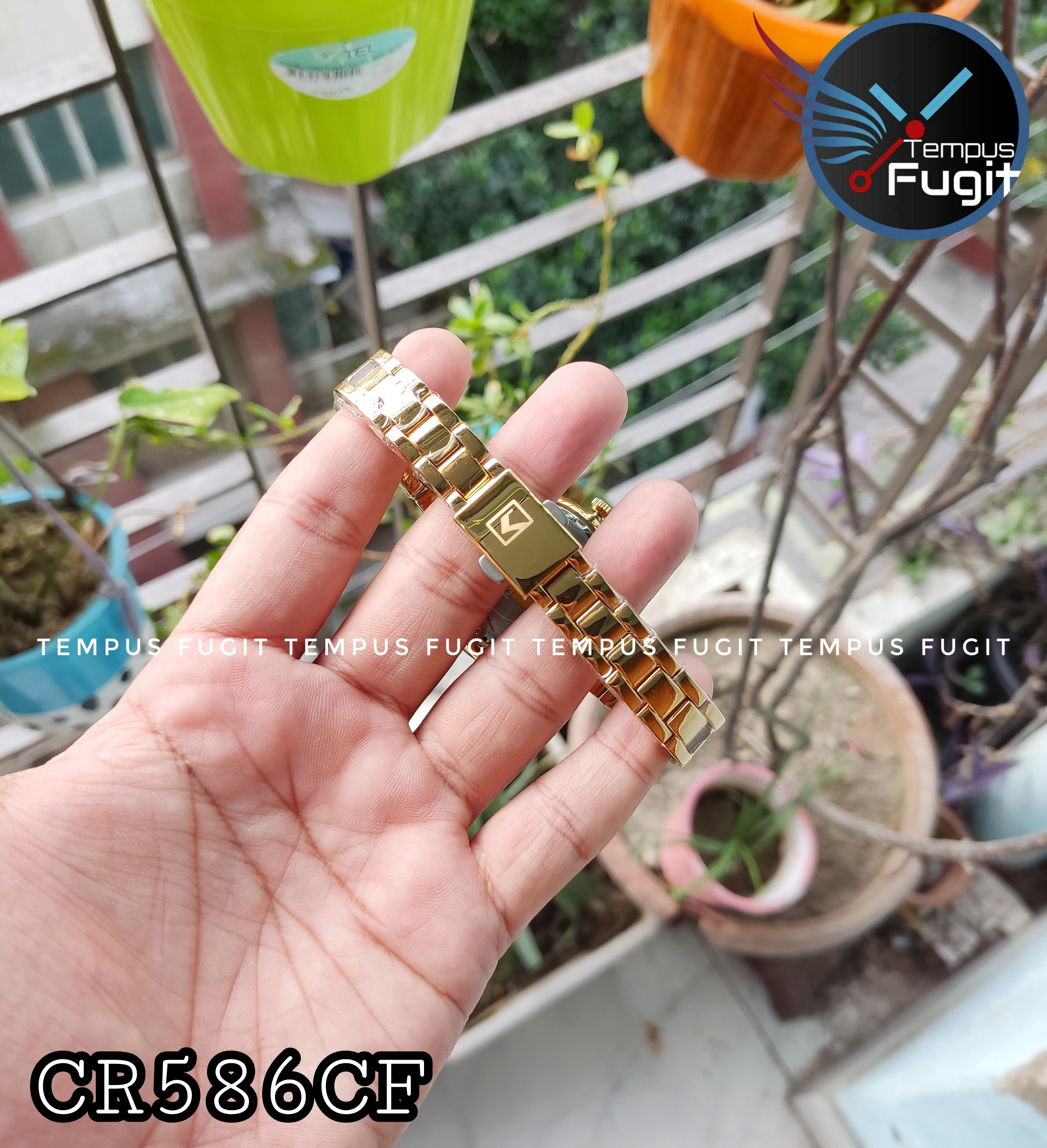 Curren 9017 Ladies Chain Watch- Golden Dial- Golden Bezel- Golden Chain- TF Code CR586CF_img_6