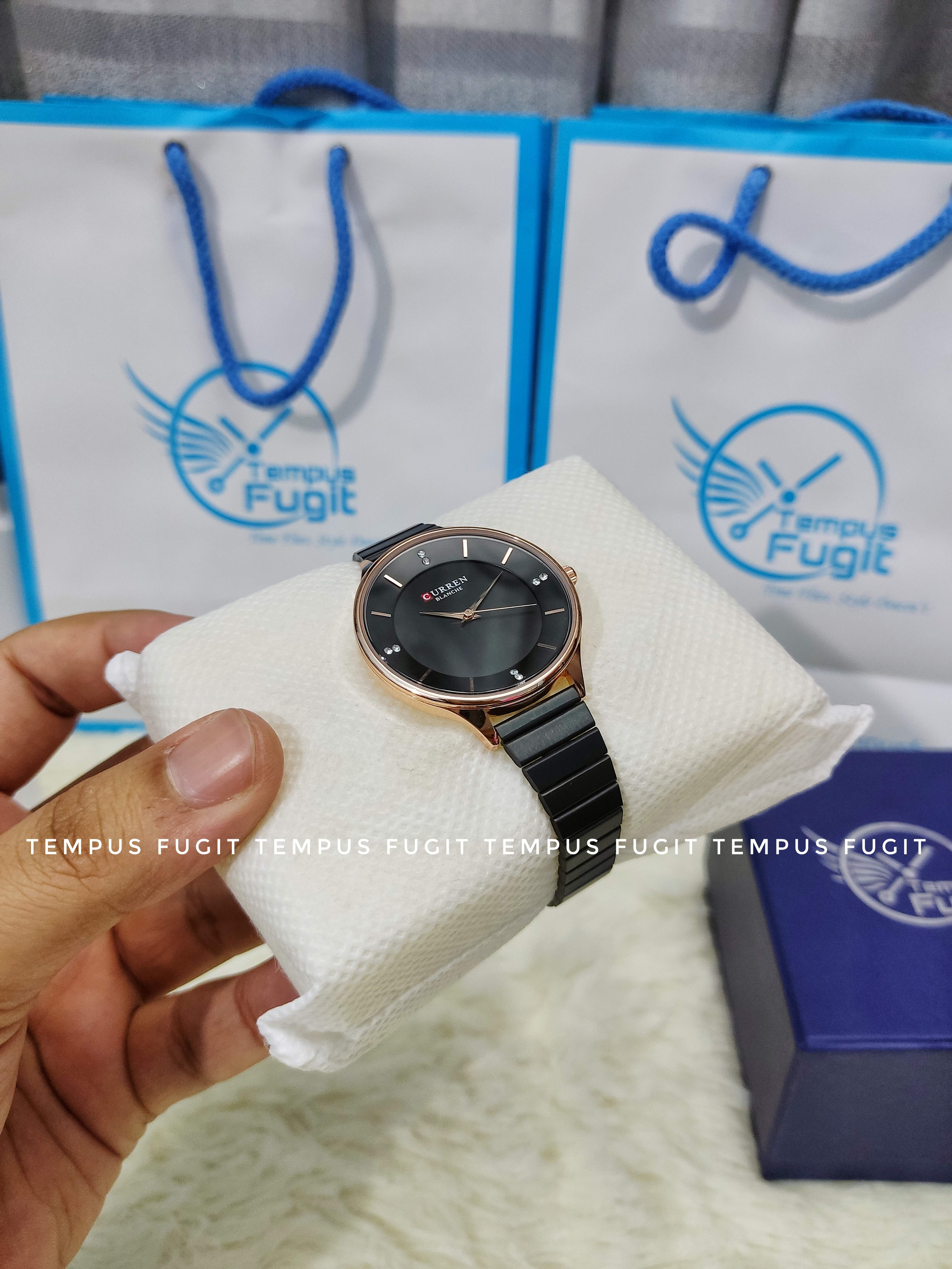 curren 9041 Ladies Chain Watch- Black Dial- Black Bezel- Black Chain- TF Code CR083CF_img_6